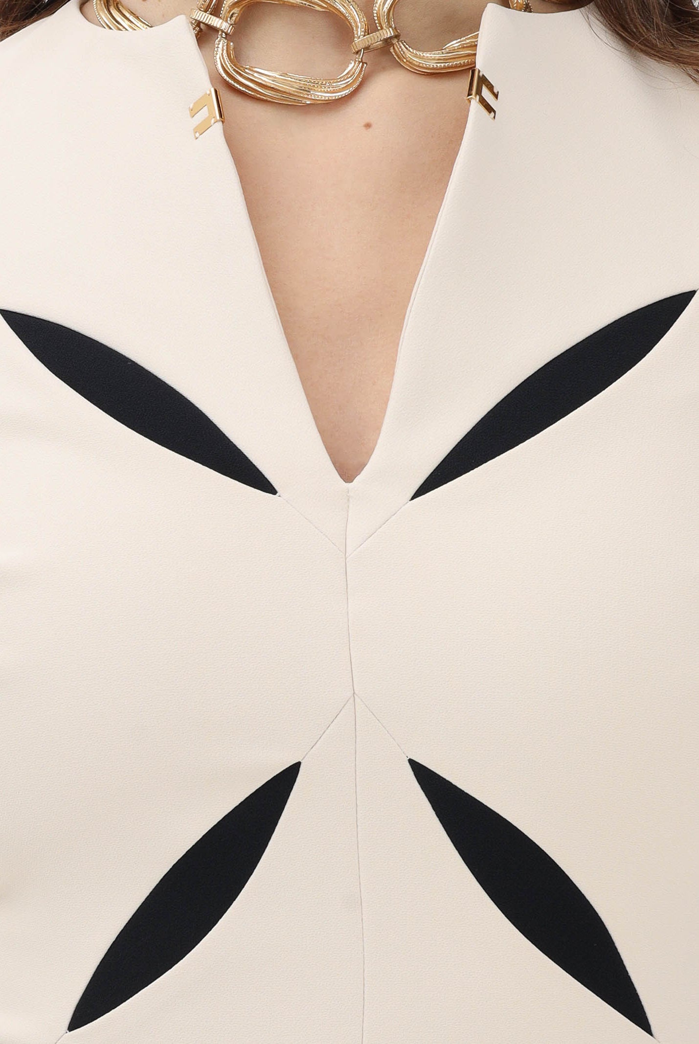 ELISABETTA FRANCHI Top burro da donna con cut-out bicolore<BR/> TO04761E2 E84 ELISABETTA FRANCHI