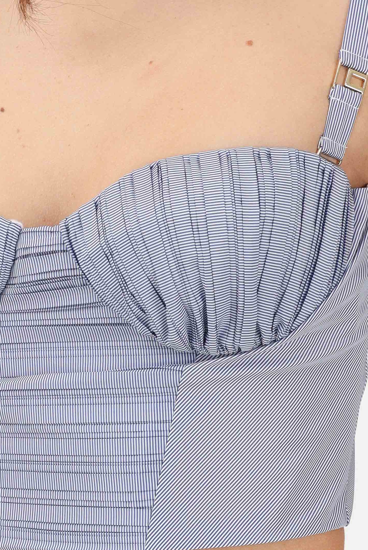 ELISABETTA FRANCHI Corpetto blu da donna con motivo a righe bianche TO05362E2 019 ELISABETTA FRANCHI