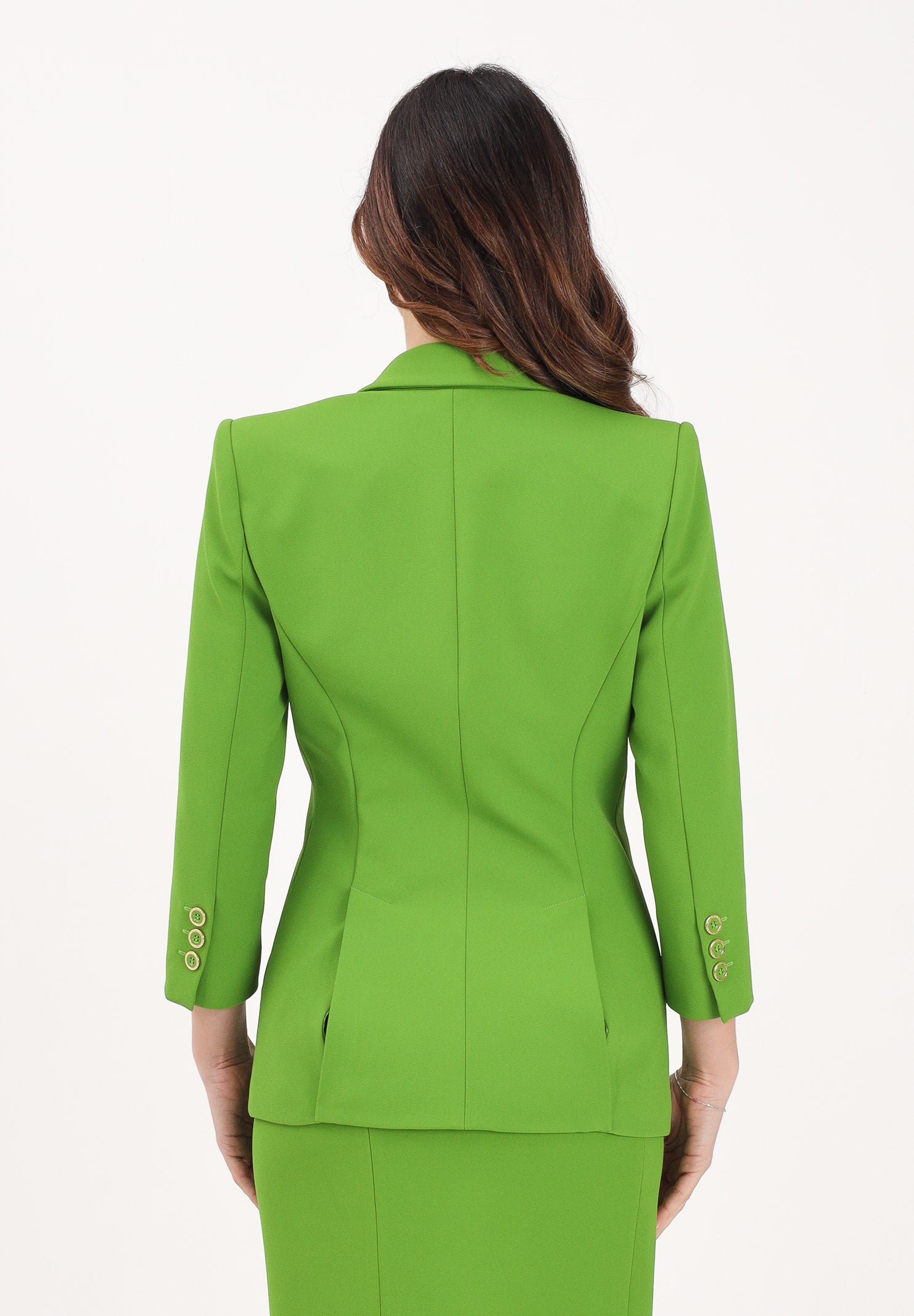 ELISABETTA FRANCHI Giacca monopetto verde da donna con dettagli logo GI21561E2 EV3 ELISABETTA FRANCHI