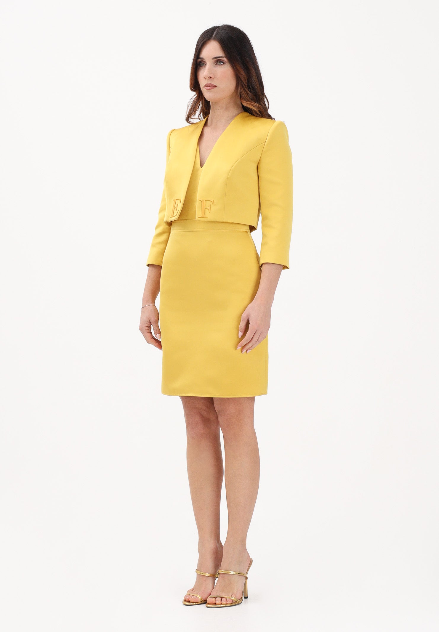 ELISABETTA FRANCHI Abito corto giallo da donna con giacca TB00161E2 EV4 ELISABETTA FRANCHI