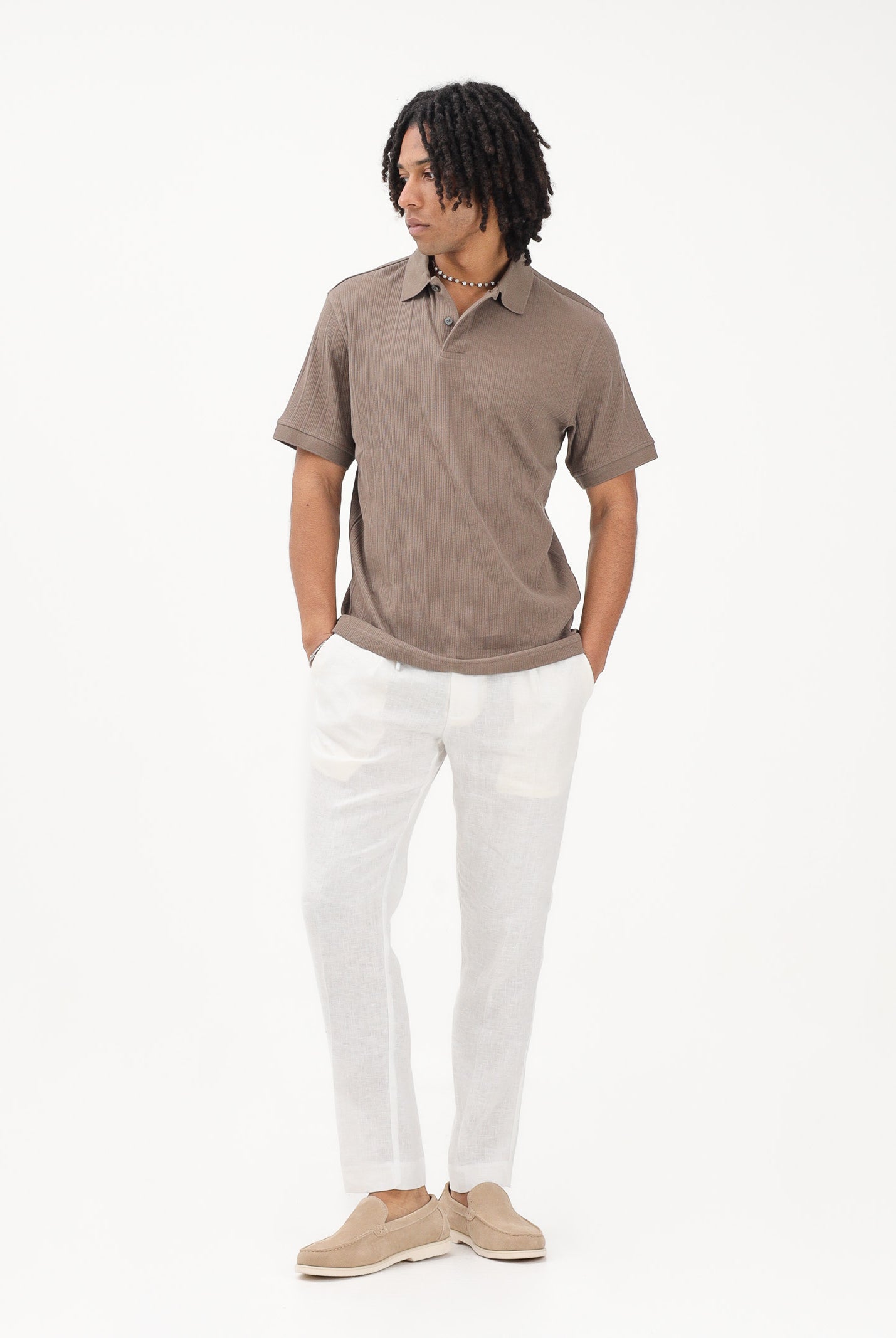ENTRE AMIS Pantalone in lino bianco da uomo P26JAP5RENO2148 2002 ENTRE AMIS