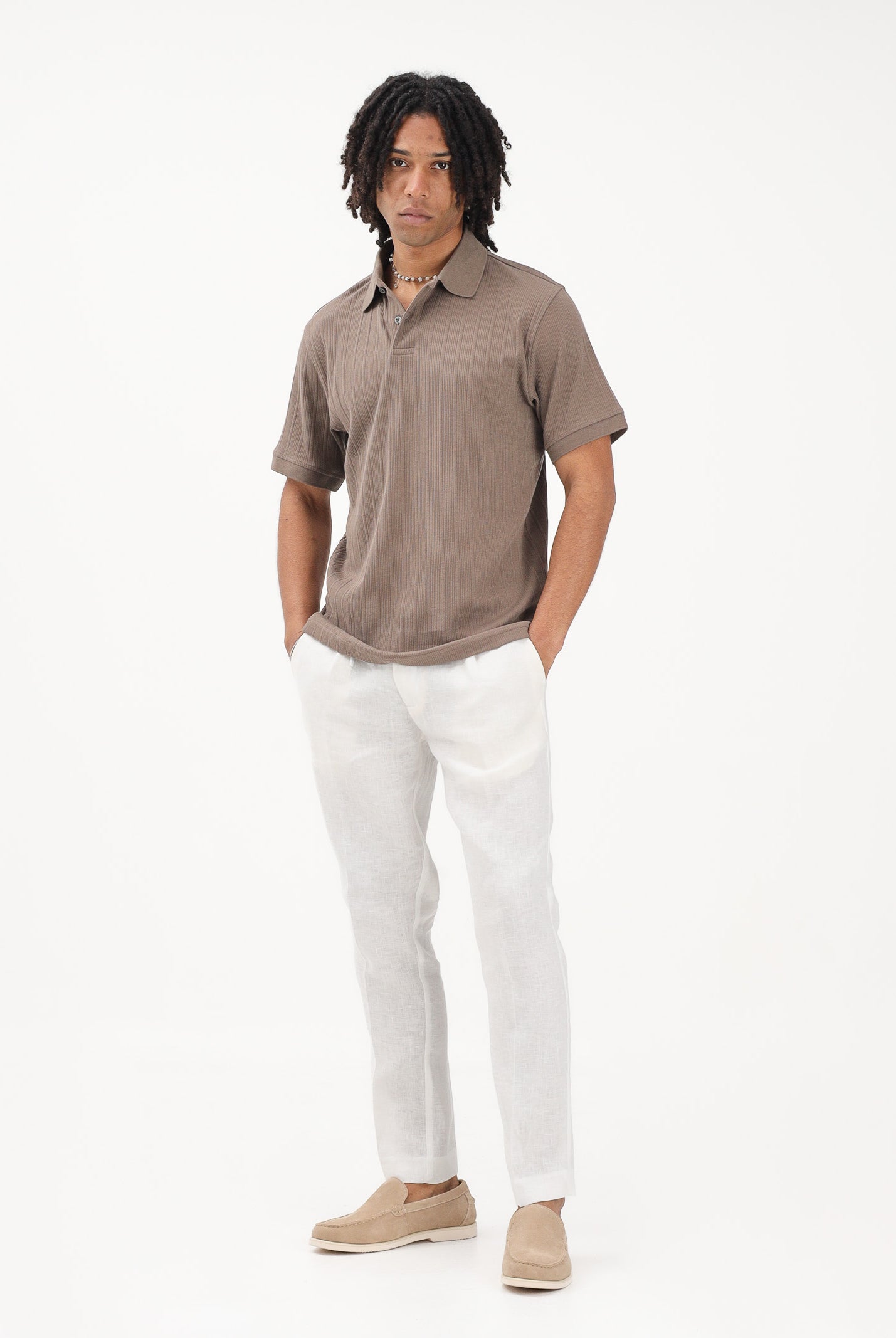 ENTRE AMIS Pantalone in lino bianco da uomo P26JAP5RENO2148 2002 ENTRE AMIS