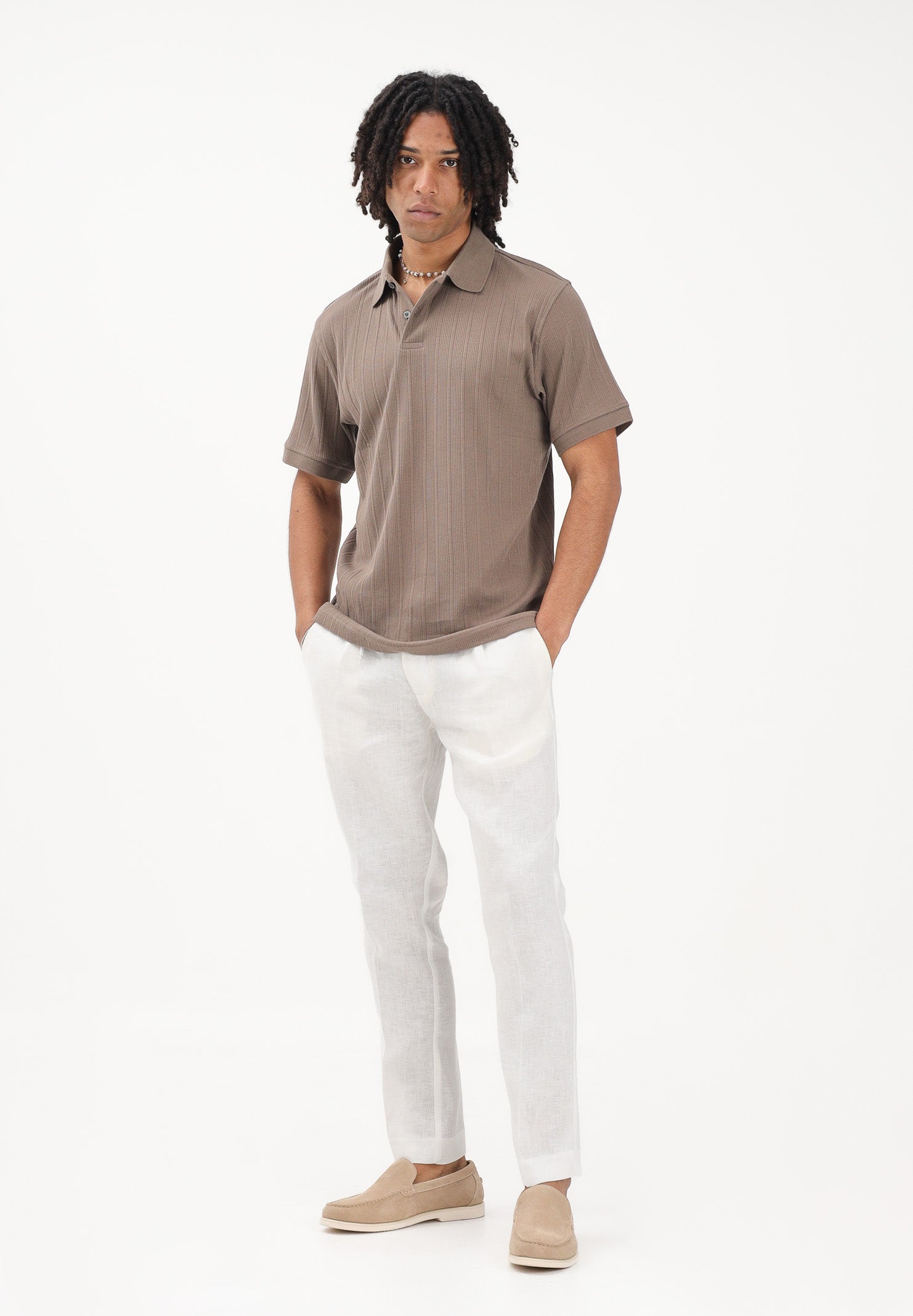 ENTRE AMIS Pantalone in lino bianco da uomo P26JAP5RENO2148 2002 ENTRE AMIS