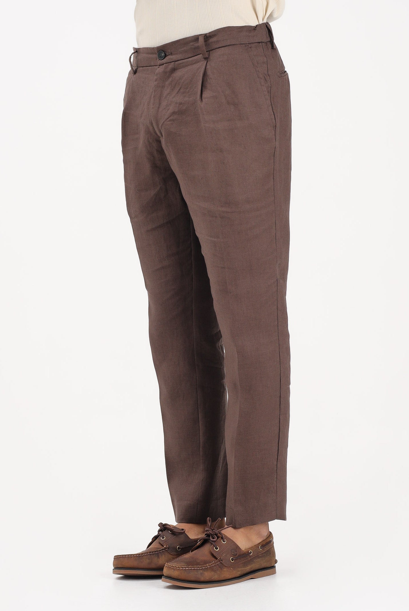 ENTRE AMIS Pantalone in lino marrone da uomo P26JAP5RENO2148 5174 ENTRE AMIS