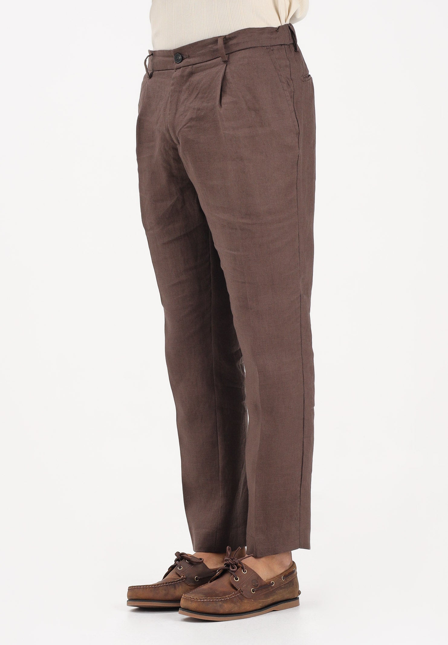 ENTRE AMIS Pantalone in lino marrone da uomo P26JAP5RENO2148 5174 ENTRE AMIS