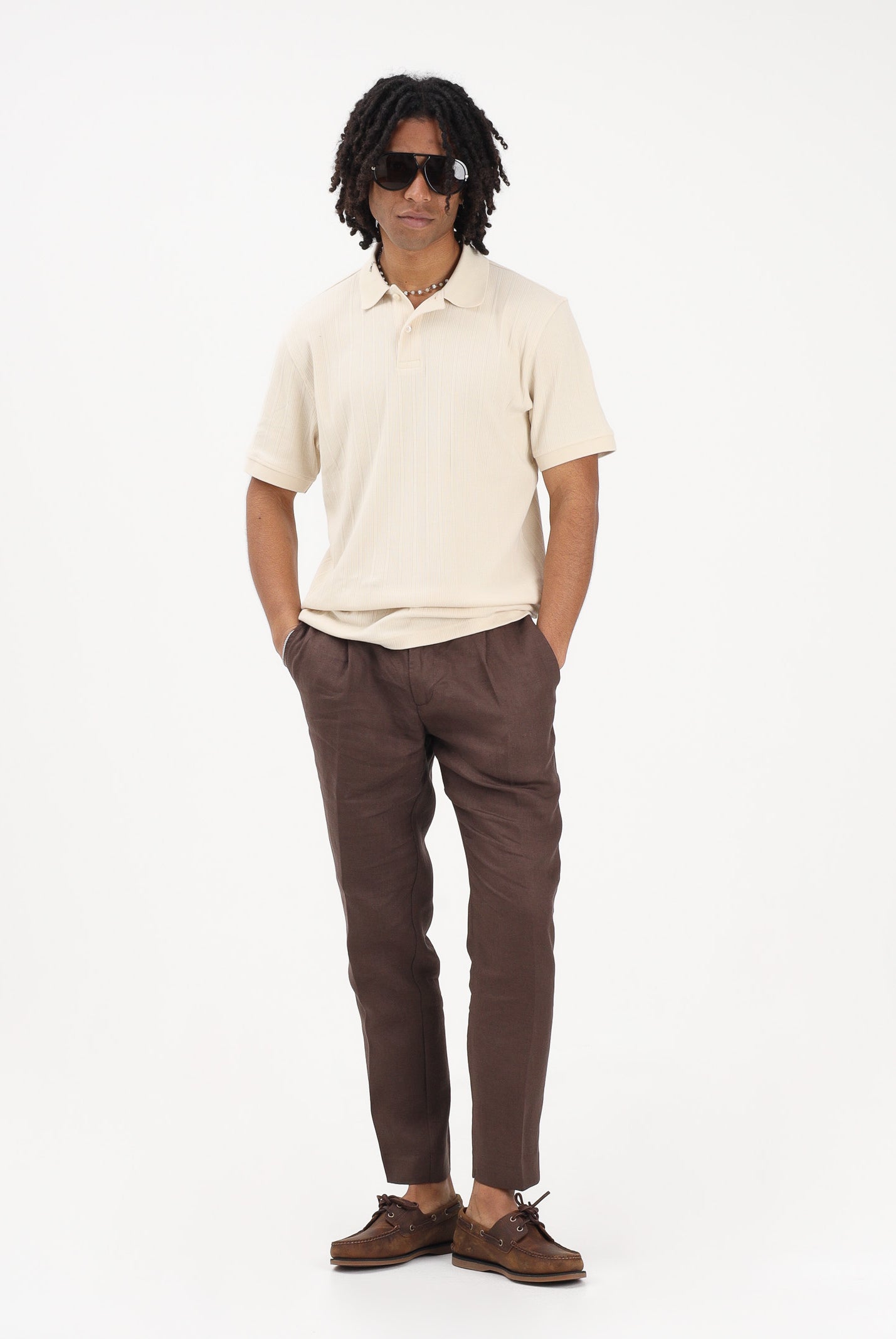 ENTRE AMIS Pantalone in lino marrone da uomo P26JAP5RENO2148 5174 ENTRE AMIS