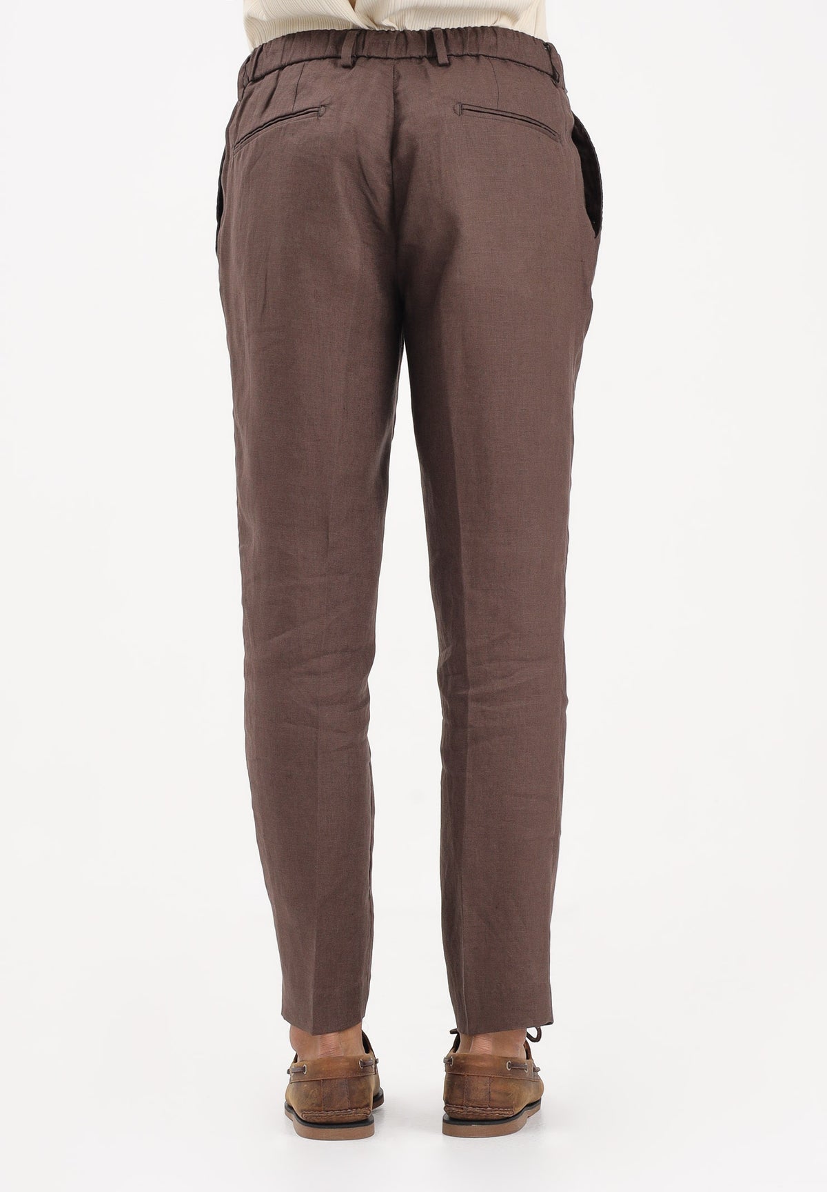 ENTRE AMIS Pantalone in lino marrone da uomo P26JAP5RENO2148 5174 ENTRE AMIS