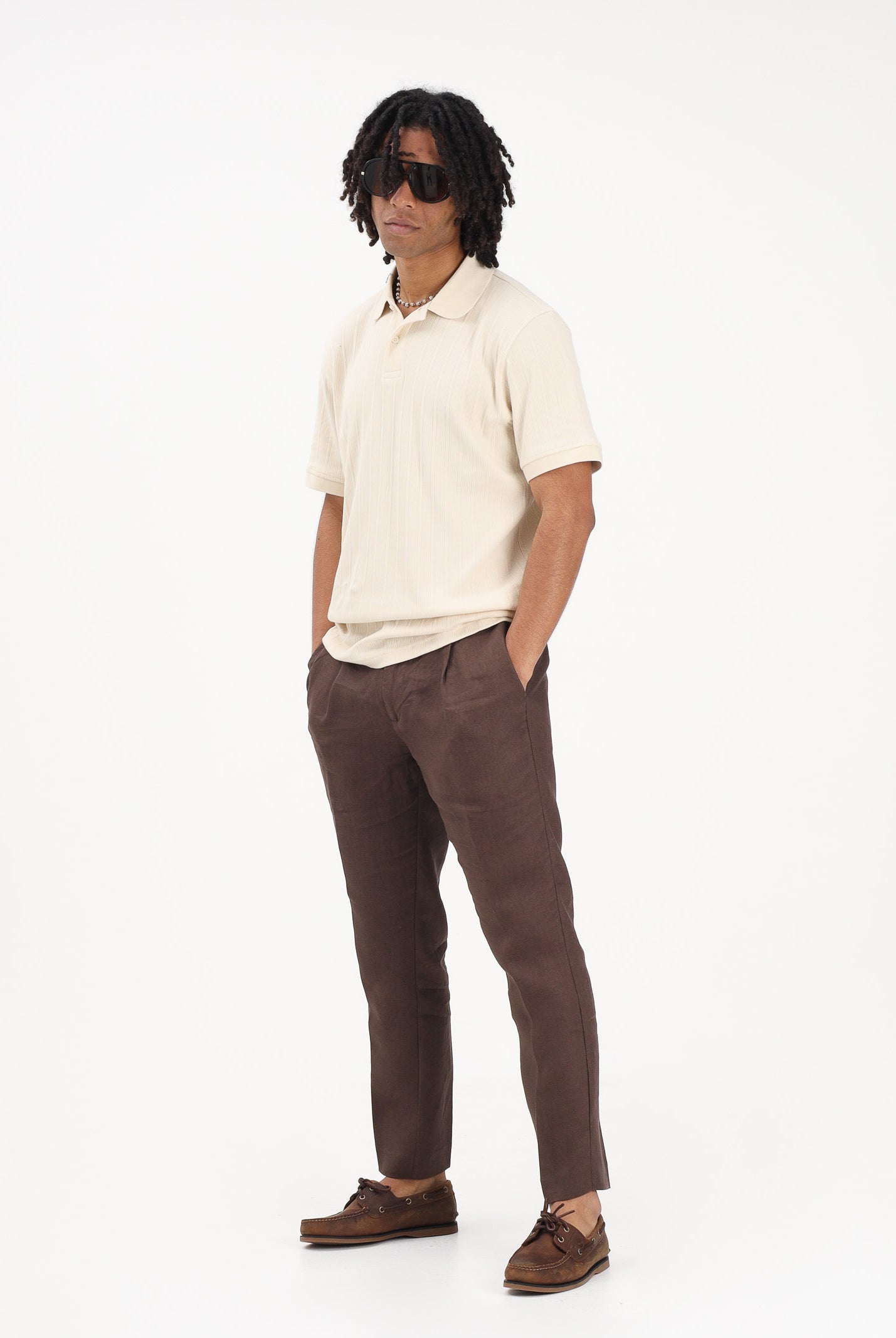 ENTRE AMIS Pantalone in lino marrone da uomo P26JAP5RENO2148 5174 ENTRE AMIS