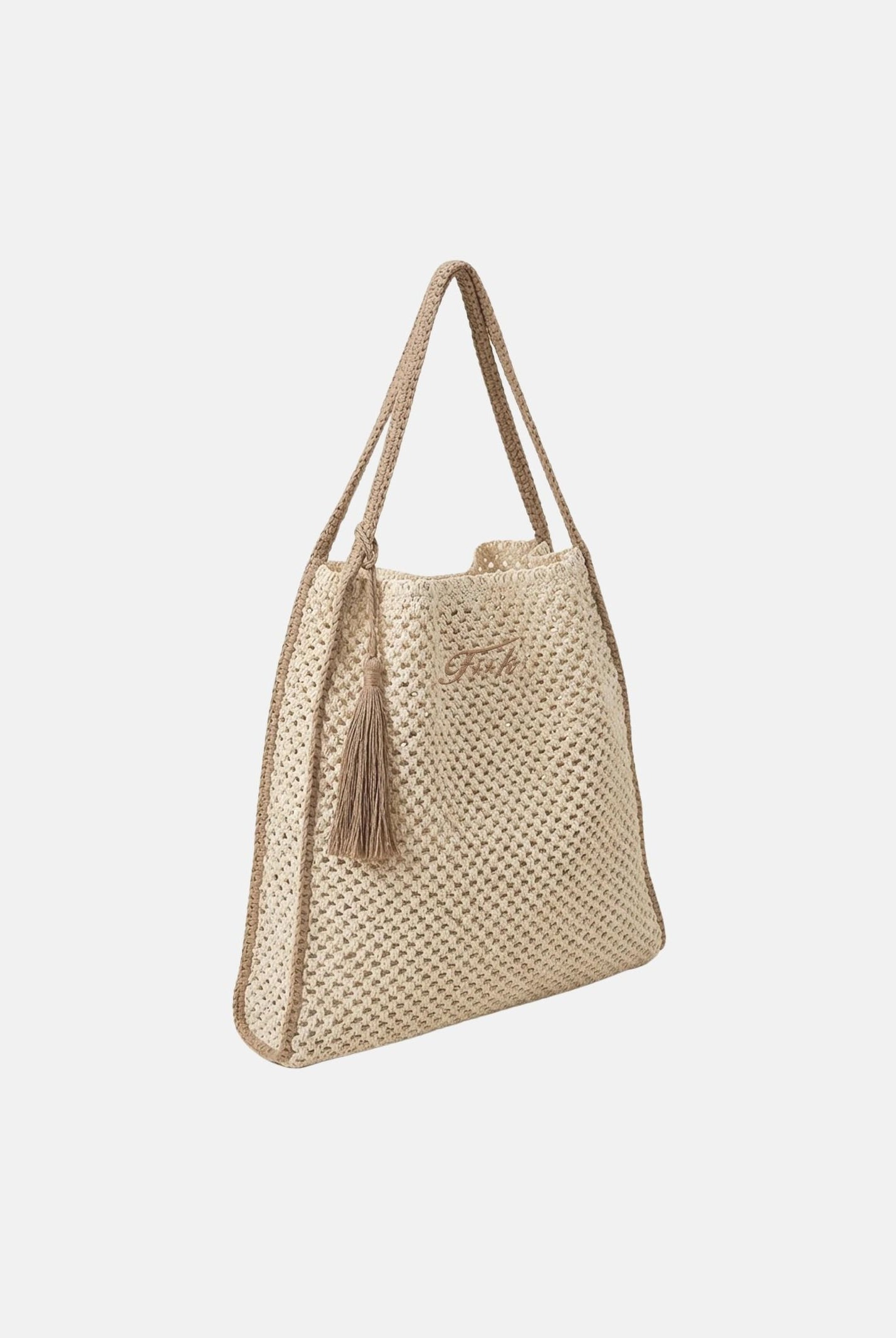 F**K Borsa mare beige da donna in tessuto lavorato effetto rete FA26-SW0004BG . F**K