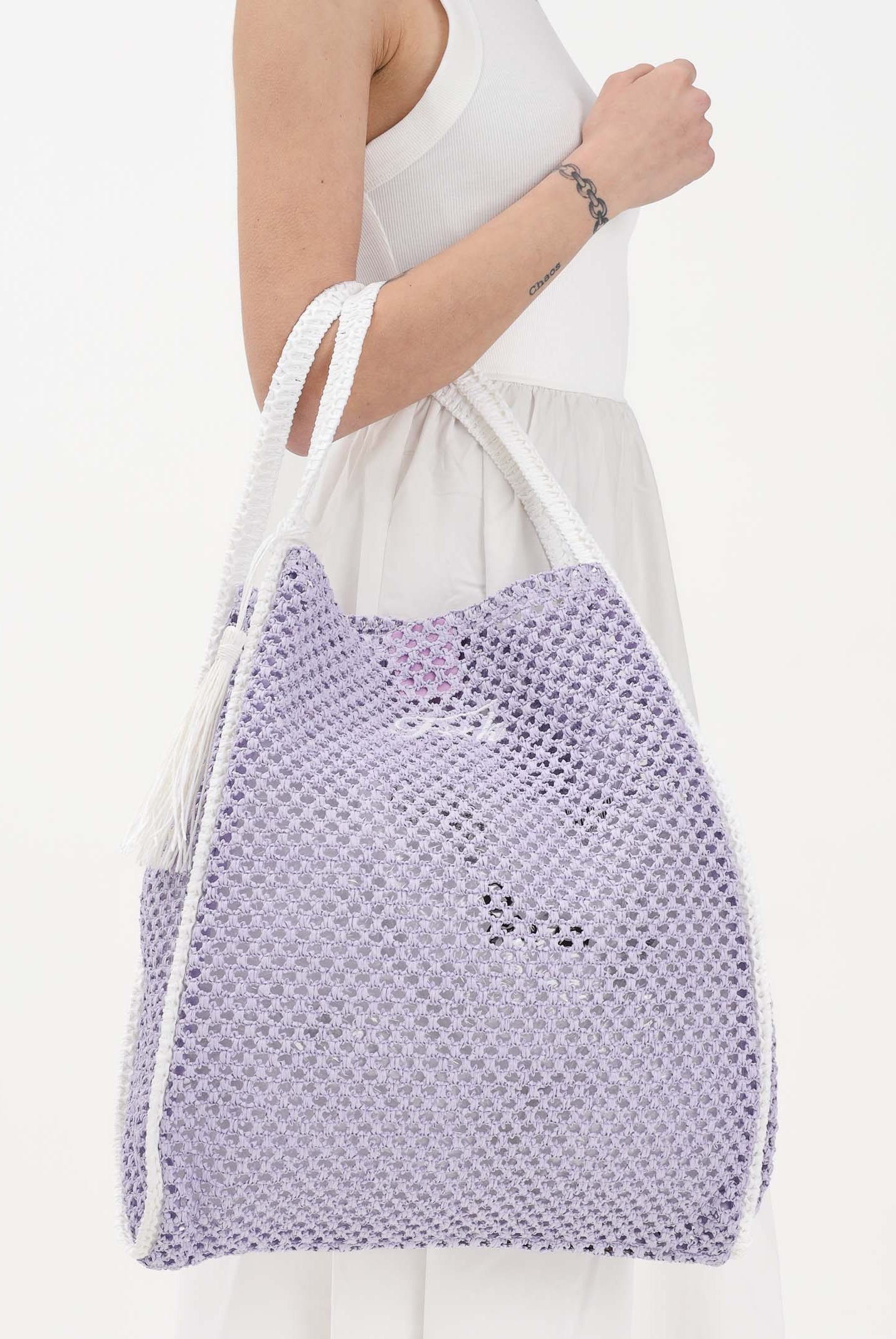 F**K Borsa mare lilla da donna in tessuto lavorato effetto rete FA26-SW0004LC . F**K