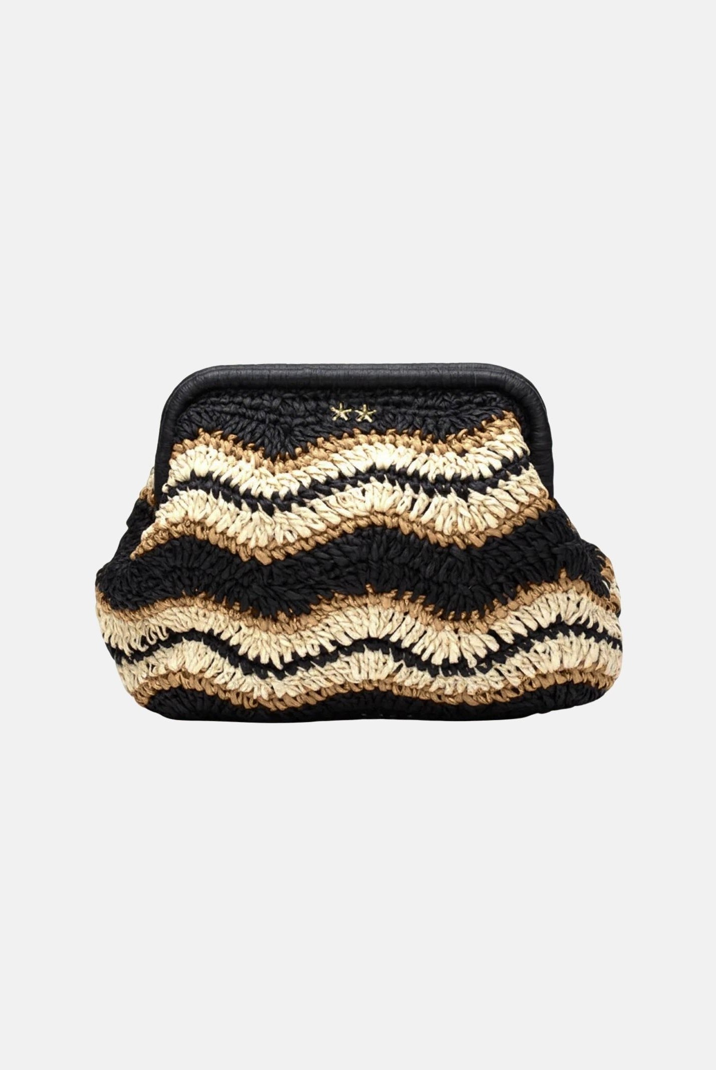 F**K Pochette a mano in rafia beige e nera da donna FA26-SW0065BK . F**K