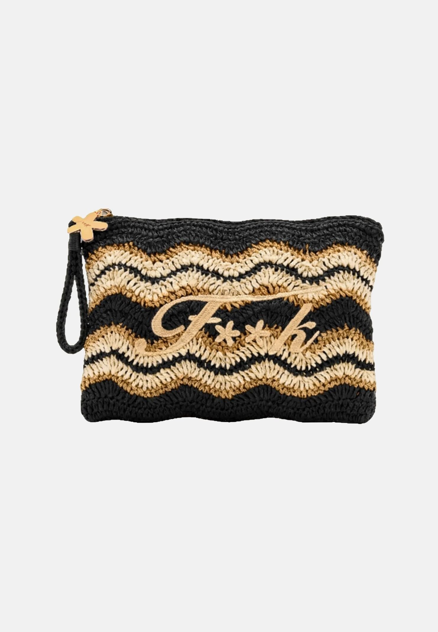 F**K Pochette nera e beige da donna con logo FA26-SW0070BK . F**K
