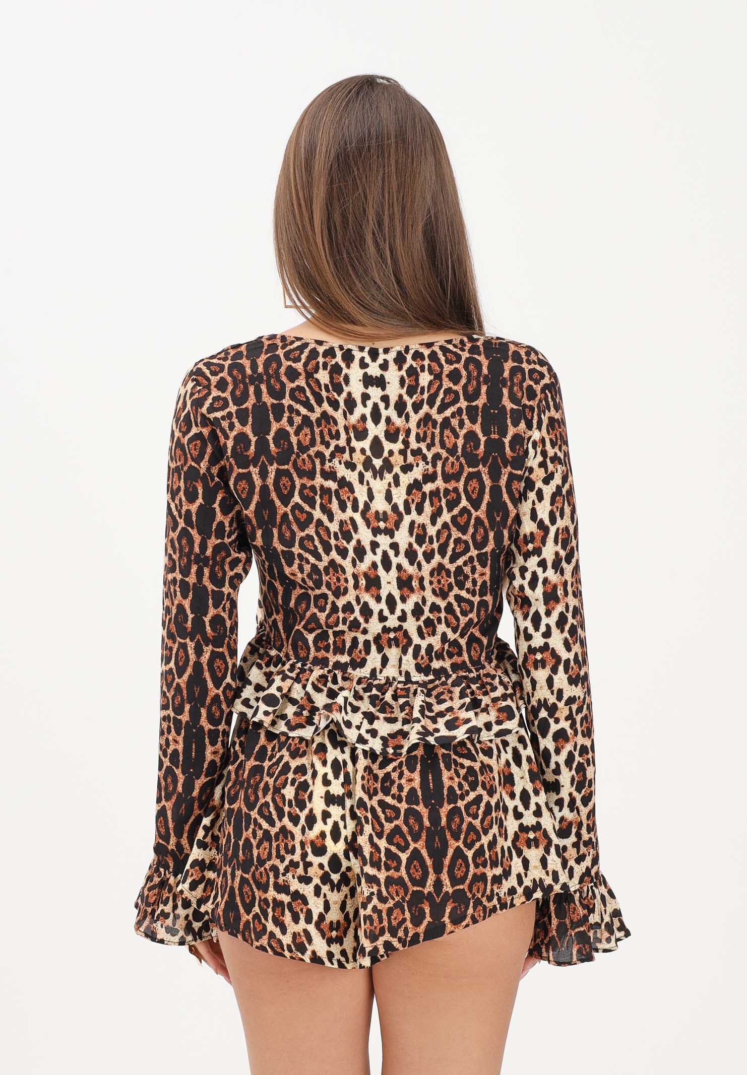 F**K crop top manica lunga fantasia maculata animalier marrone donna. FK26-SW0125X02 . F**K