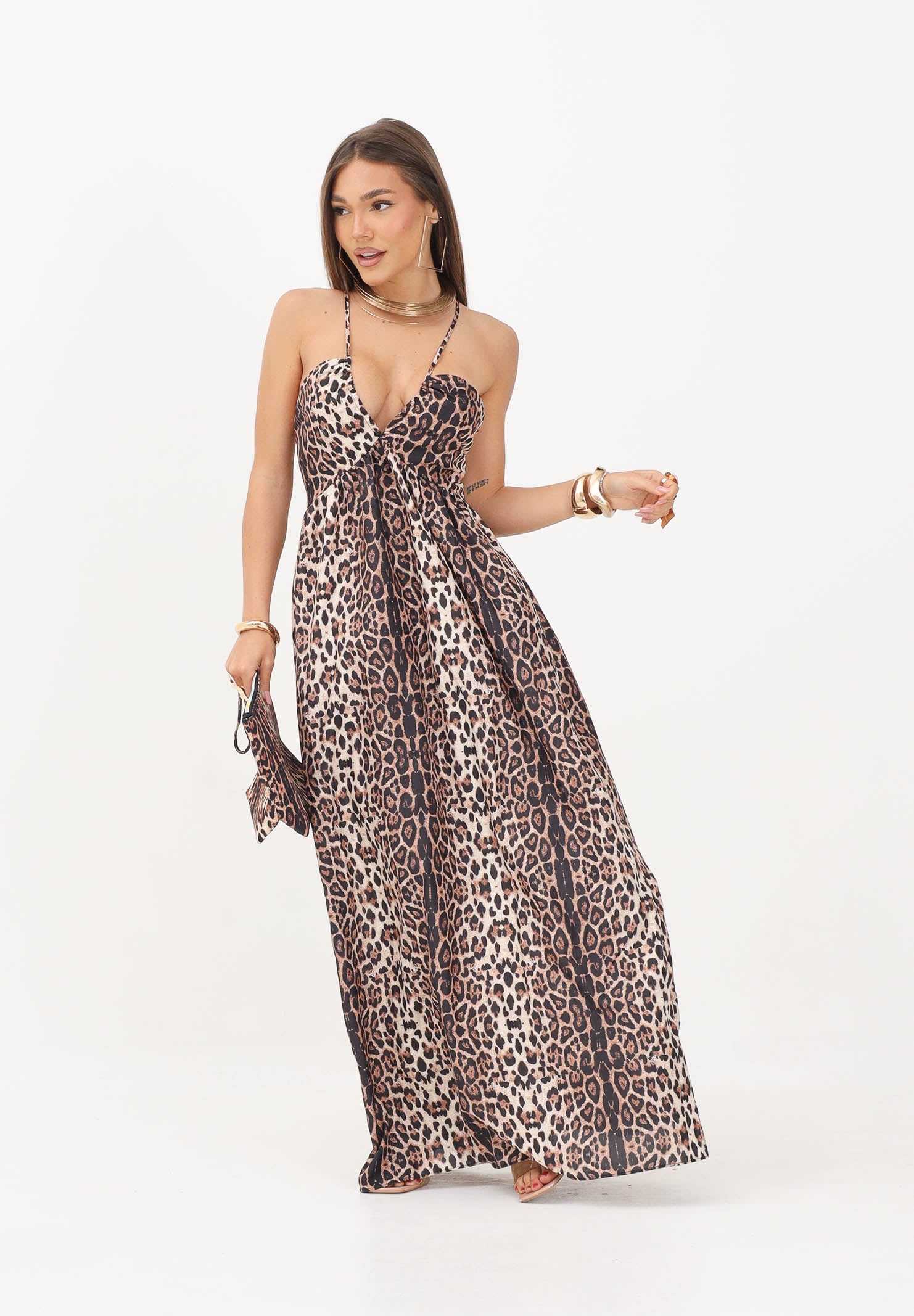 F**K abito lungo mare Vestito Lungo Donna F**K fantasia animalier nei toni marrone, beige e nero donna. FK26-SW0135X02 . F**K