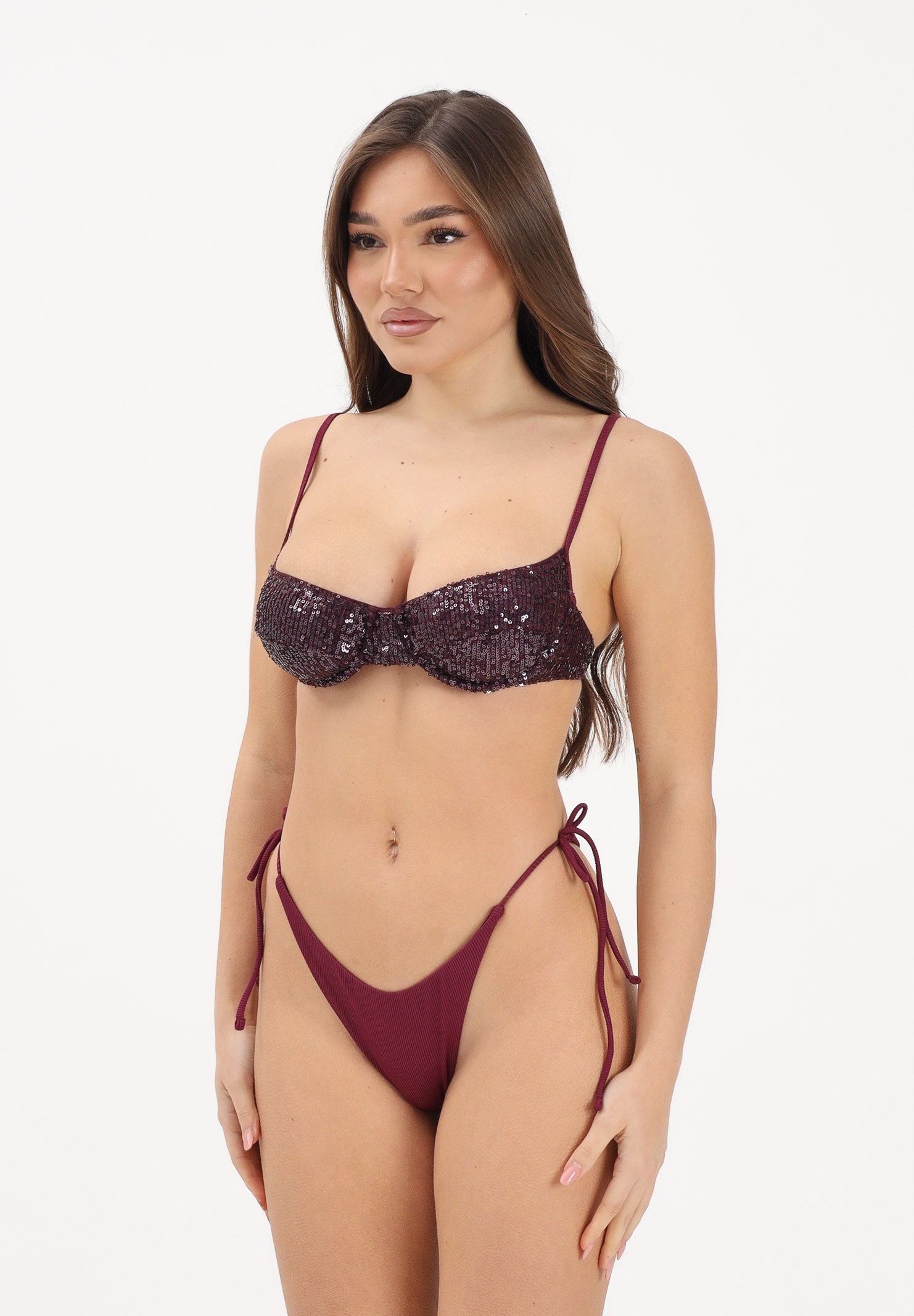 F**K Bikini bordeaux da donna con paillettes FK26-SW0601BD . F**K