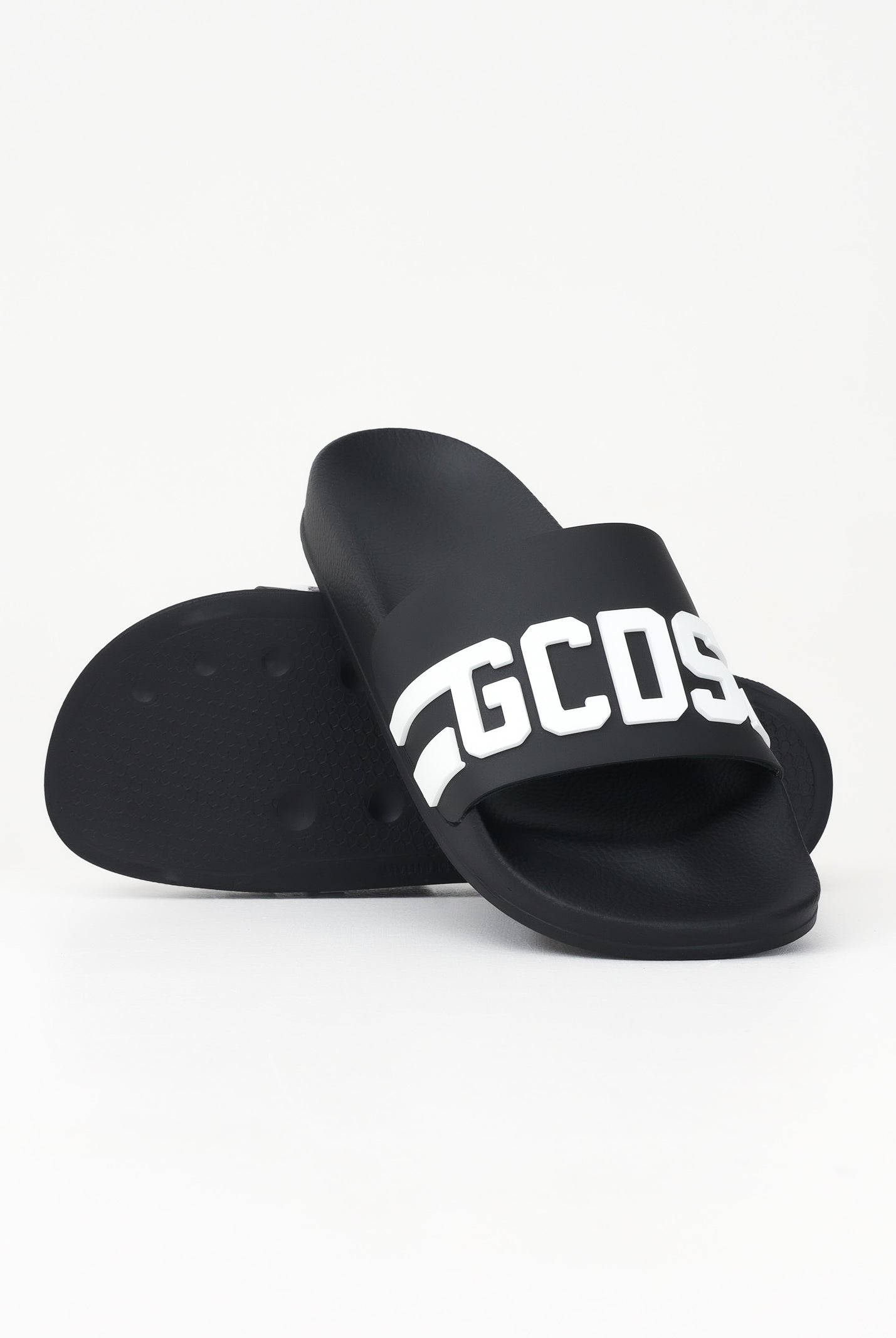 GCDS Ciabatte nere da uomo con logo B1EU4901AG8 99 GCDS