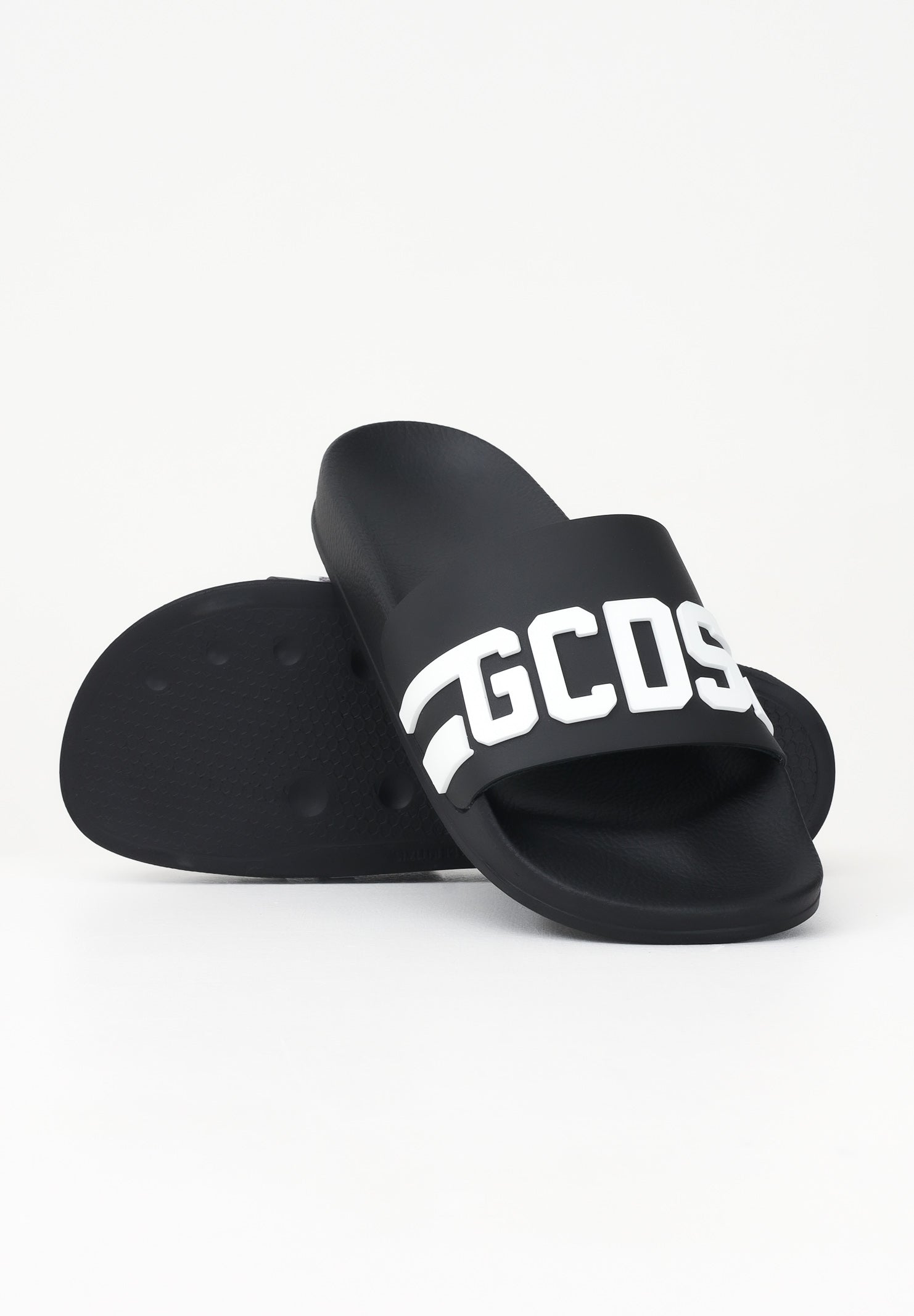 GCDS Ciabatte nere da uomo con logo B1EU4901AG8 99 GCDS