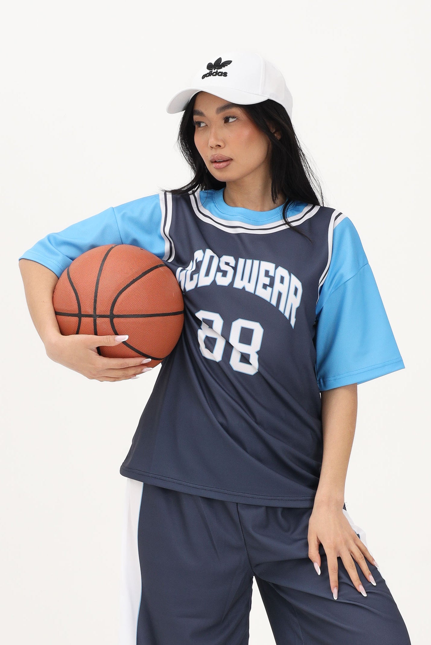 GCDS T-shirt a manica corta blu e azzurra per donna, ragazzi e bambini con stampa C1BJQC706J338 782E GCDS