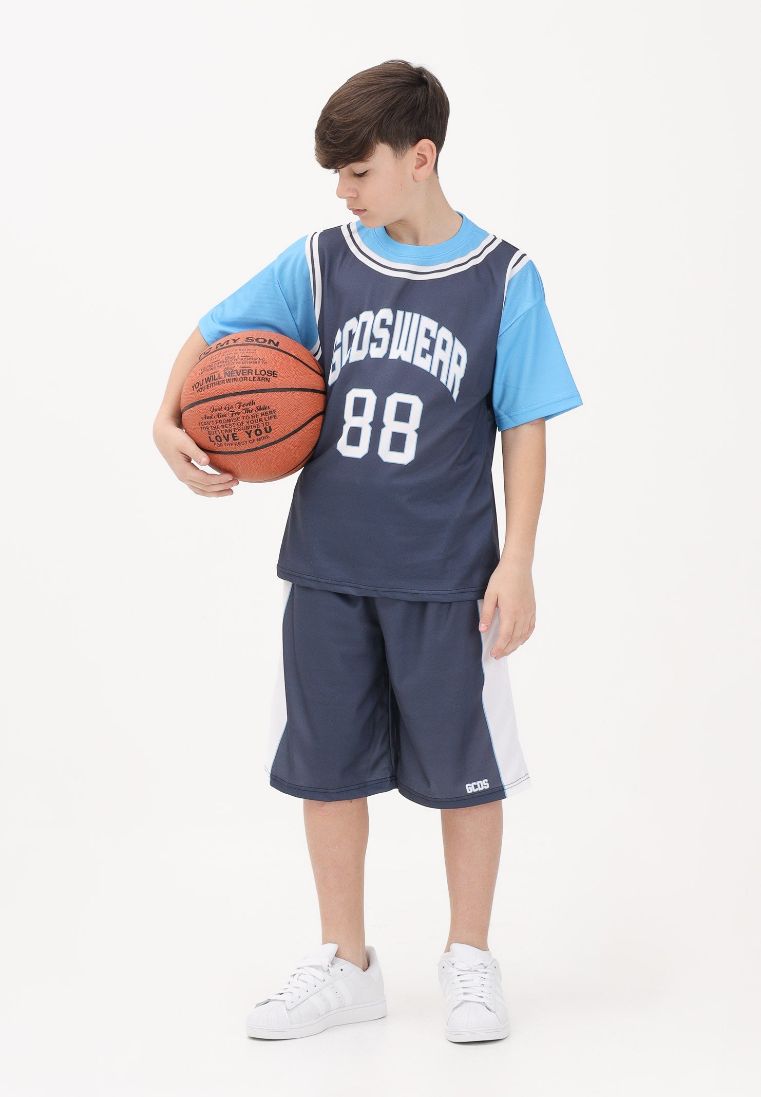 GCDS Shorts blu per donna, ragazzi e bambini con logo C1BJQL707J338 782A GCDS