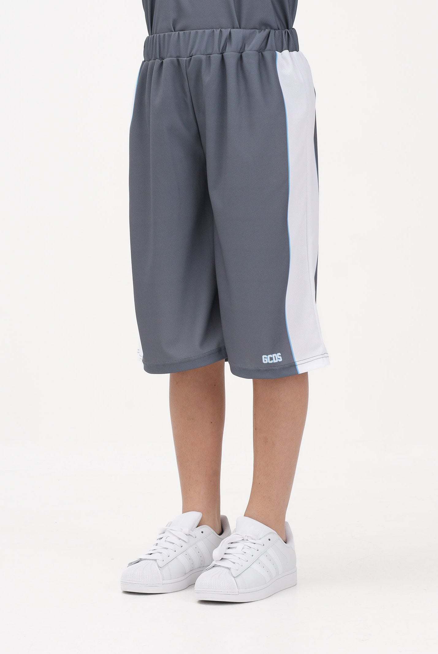 GCDS Shorts grigio per donna, ragazzi e bambini con logo C1BJQL707J338 955A GCDS