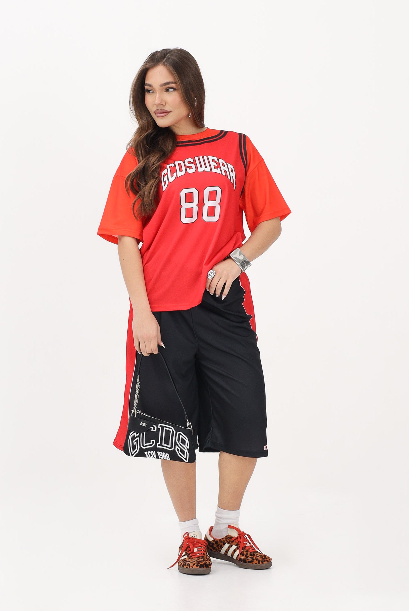 GCDS Shorts nero per donna, ragazzi e bambini con logo C1BJQL707J338 999R GCDS