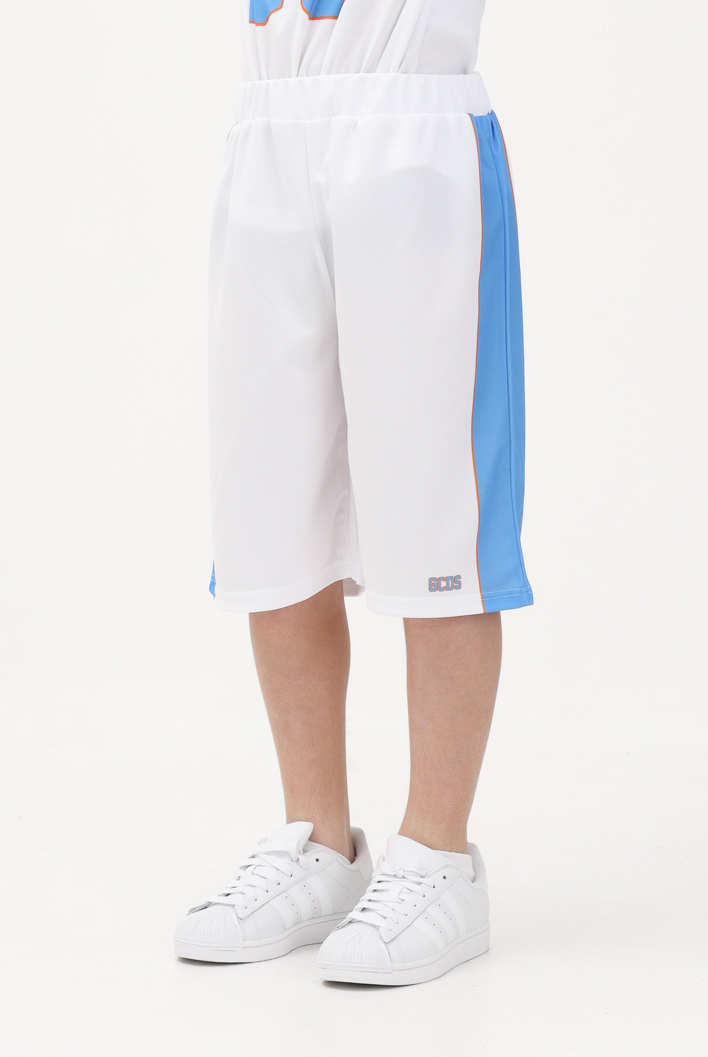 GCDS Shorts bianco per donna, ragazzi e bambini con logo C1BJQL710J338 100E GCDS
