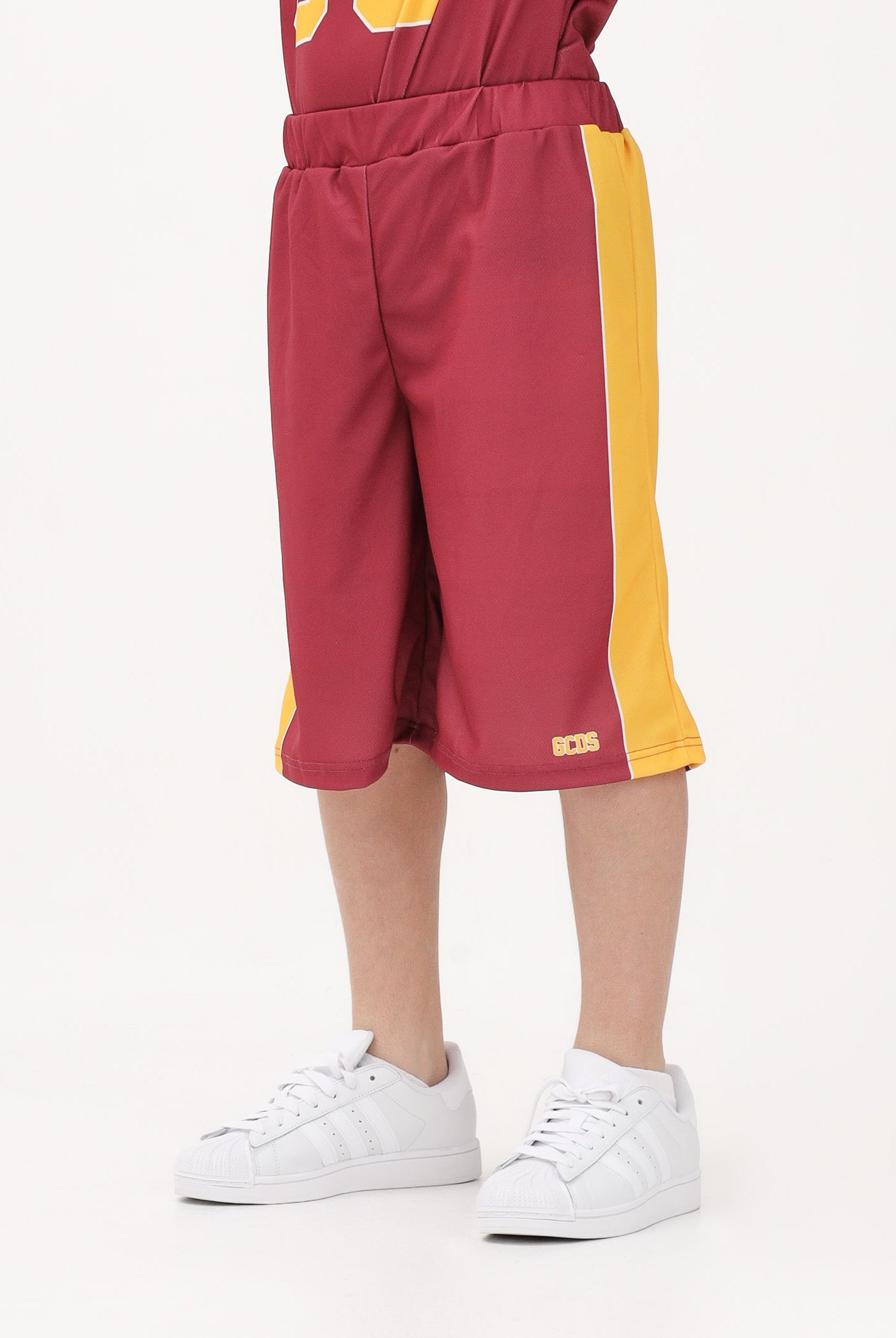 GCDS Shorts bordeaux per donna, ragazzi e bambini con logo C1BJQL710J338 468Y GCDS