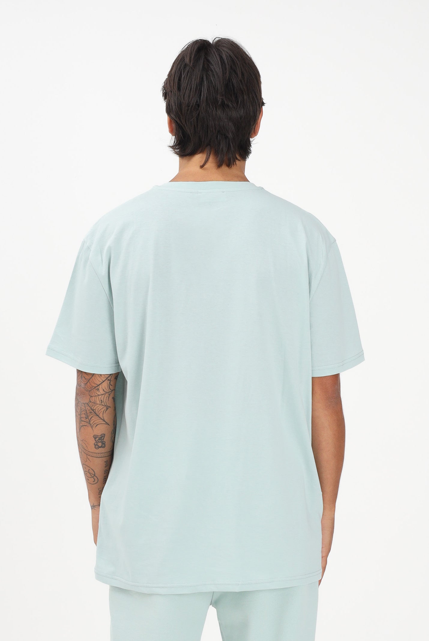 GCDS T-shirt a manica corta verde acqua per uomo e donna con stampa logo C1MEQC041J104 818G GCDS