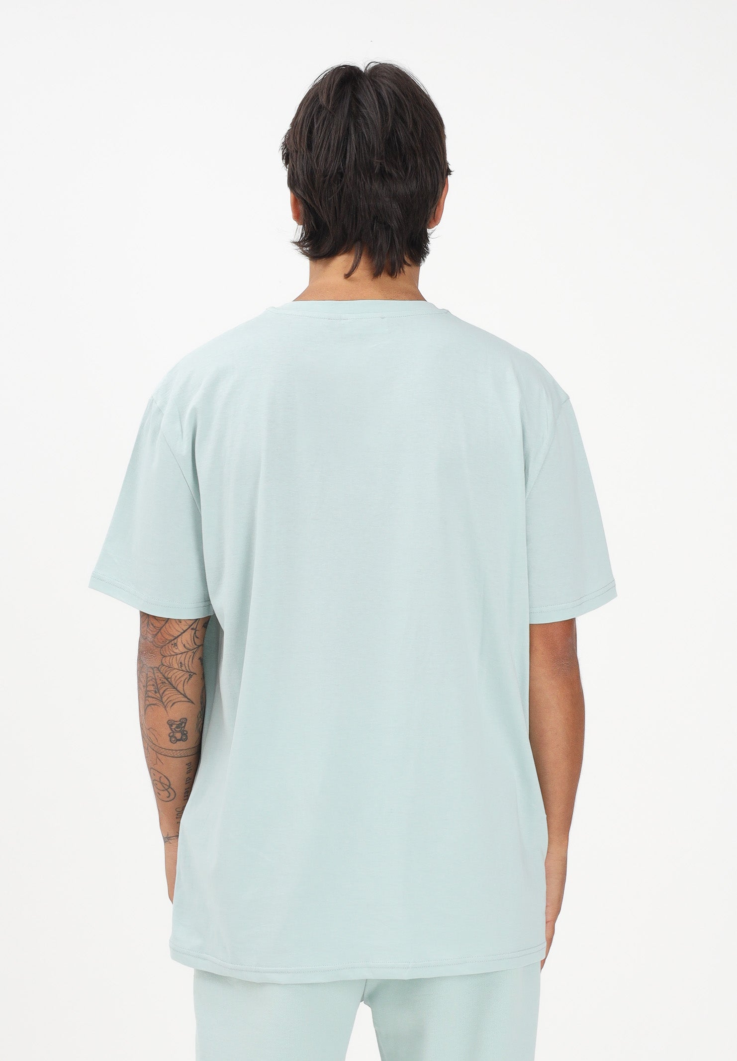 GCDS T-shirt a manica corta verde acqua per uomo e donna con stampa logo C1MEQC041J104 818G GCDS