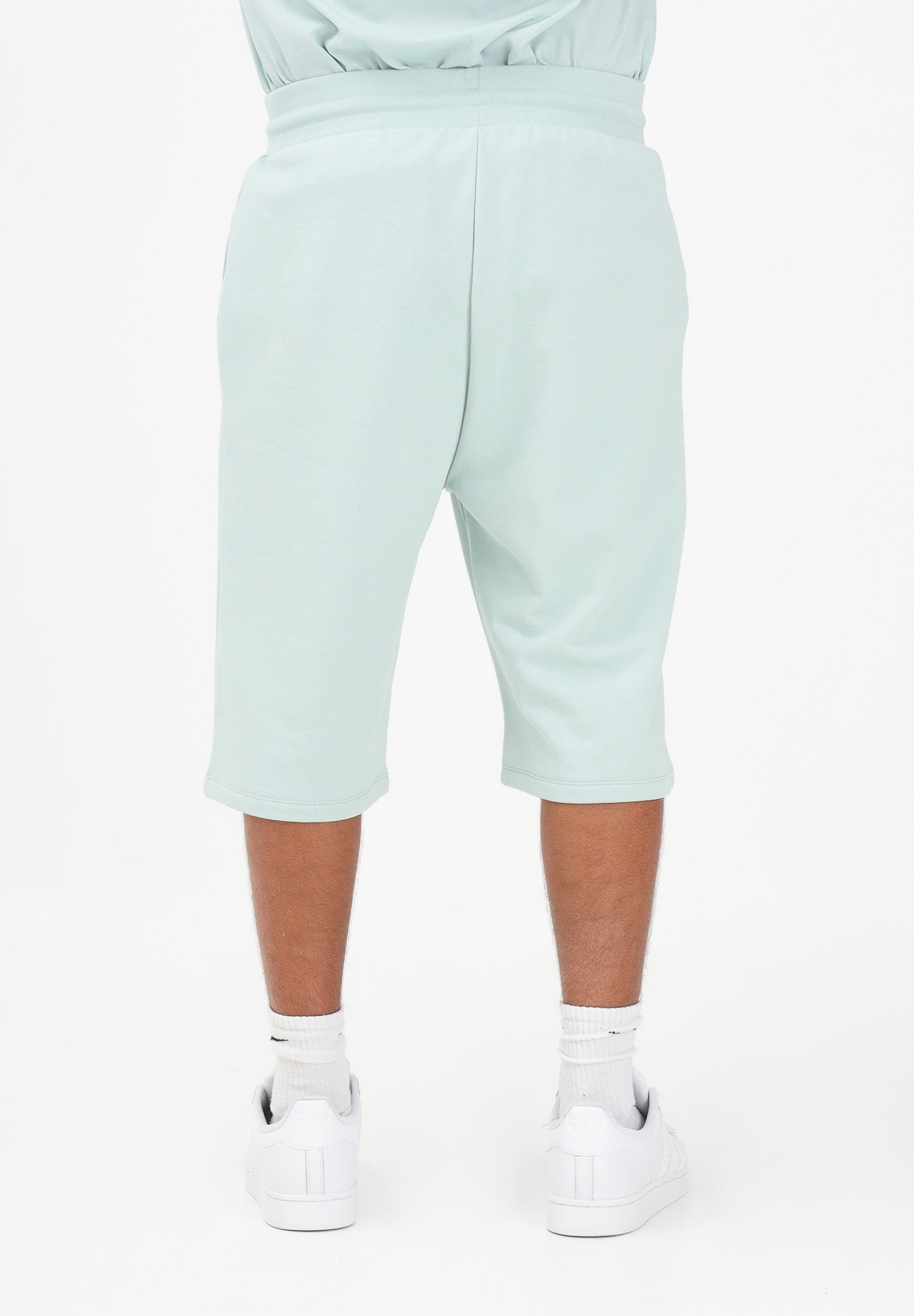 GCDS Shorts sportivo verde acqua per uomo e donna con stampa logo C1MEQL216F004 818G GCDS
