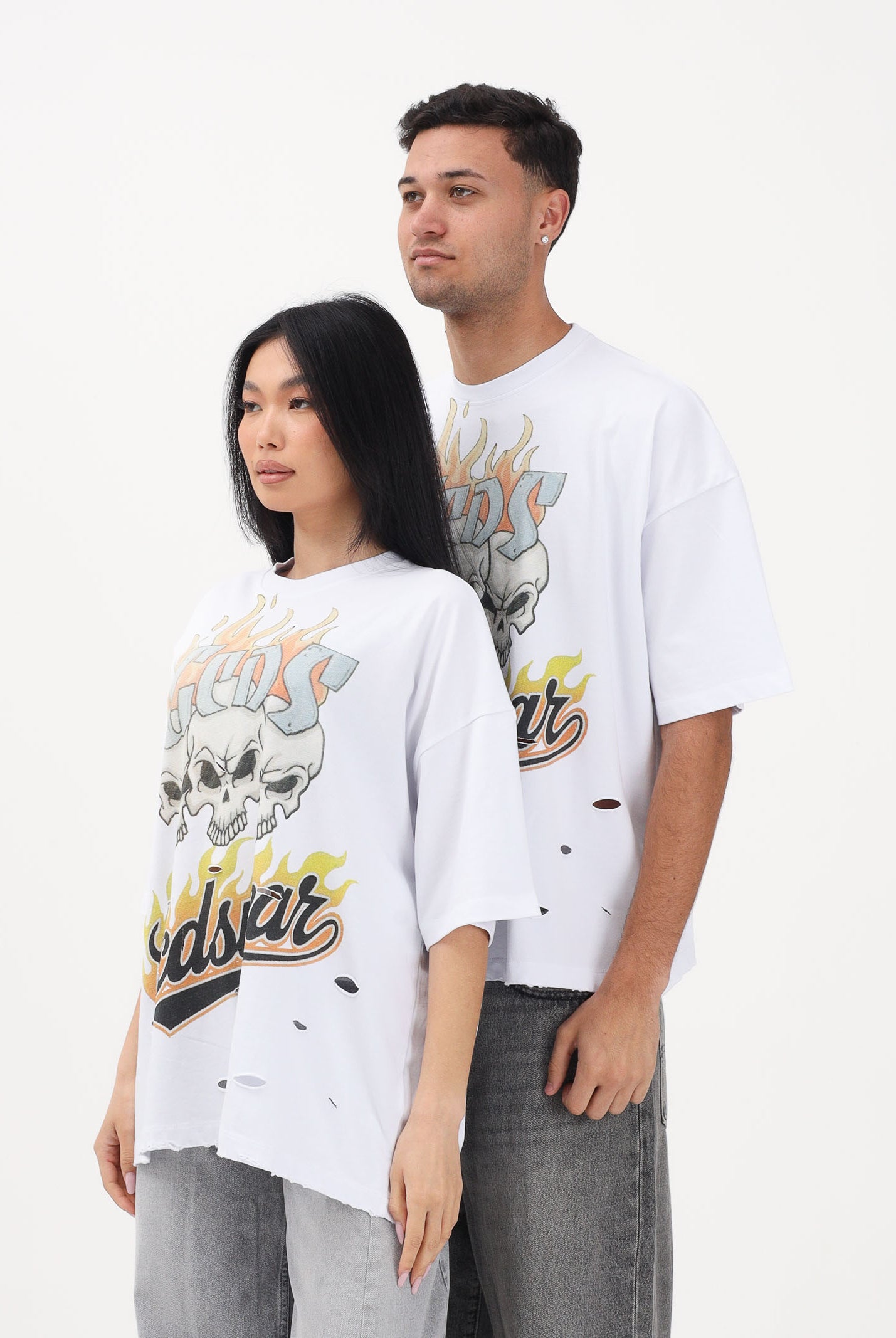 GCDS T-shirt a manica corta bianca per uomo e donna con stampa C1MWQC058J079 100Y GCDS