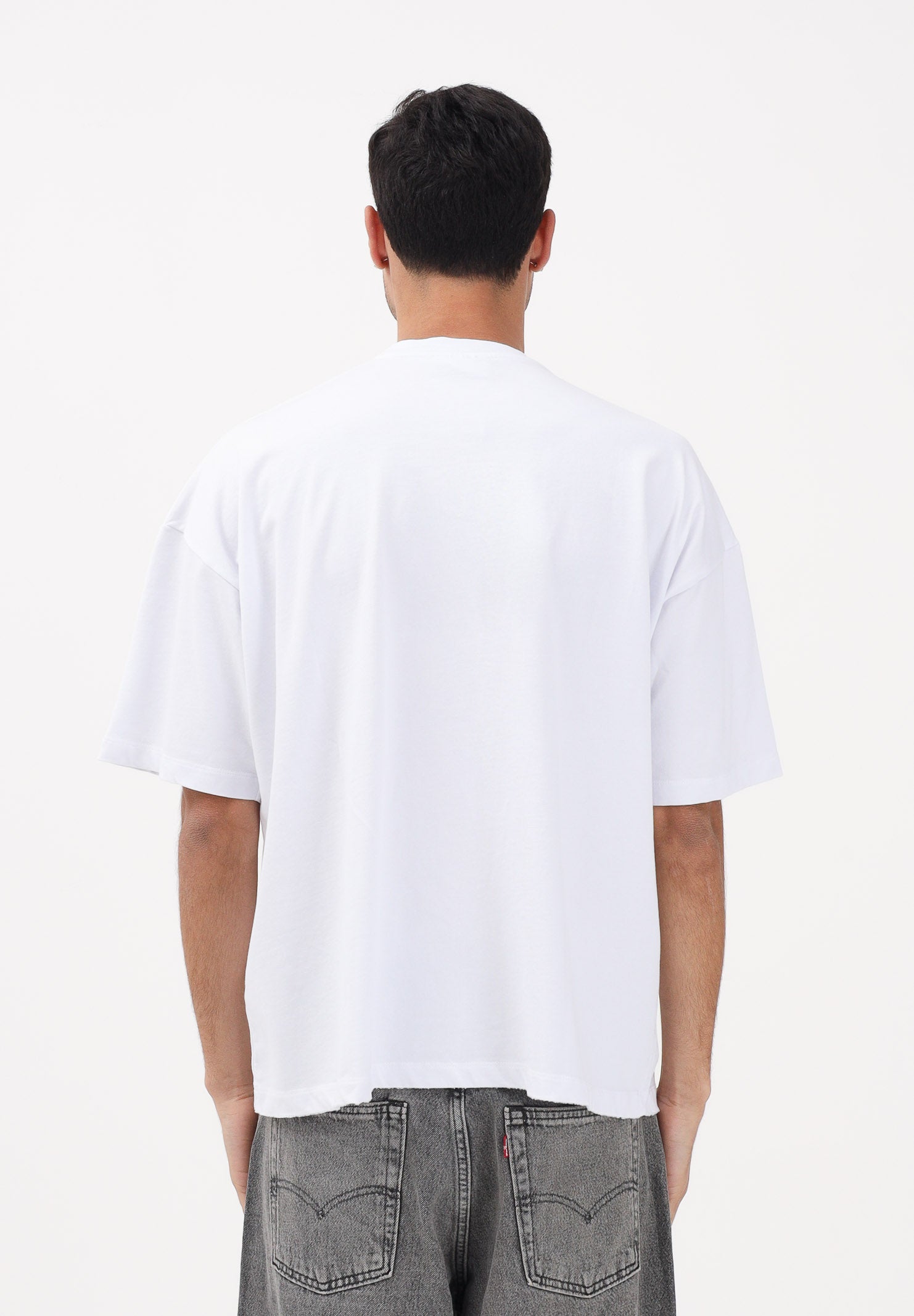 GCDS T-shirt a manica corta bianca per uomo e donna con stampa C1MWQC058J079 100Y GCDS