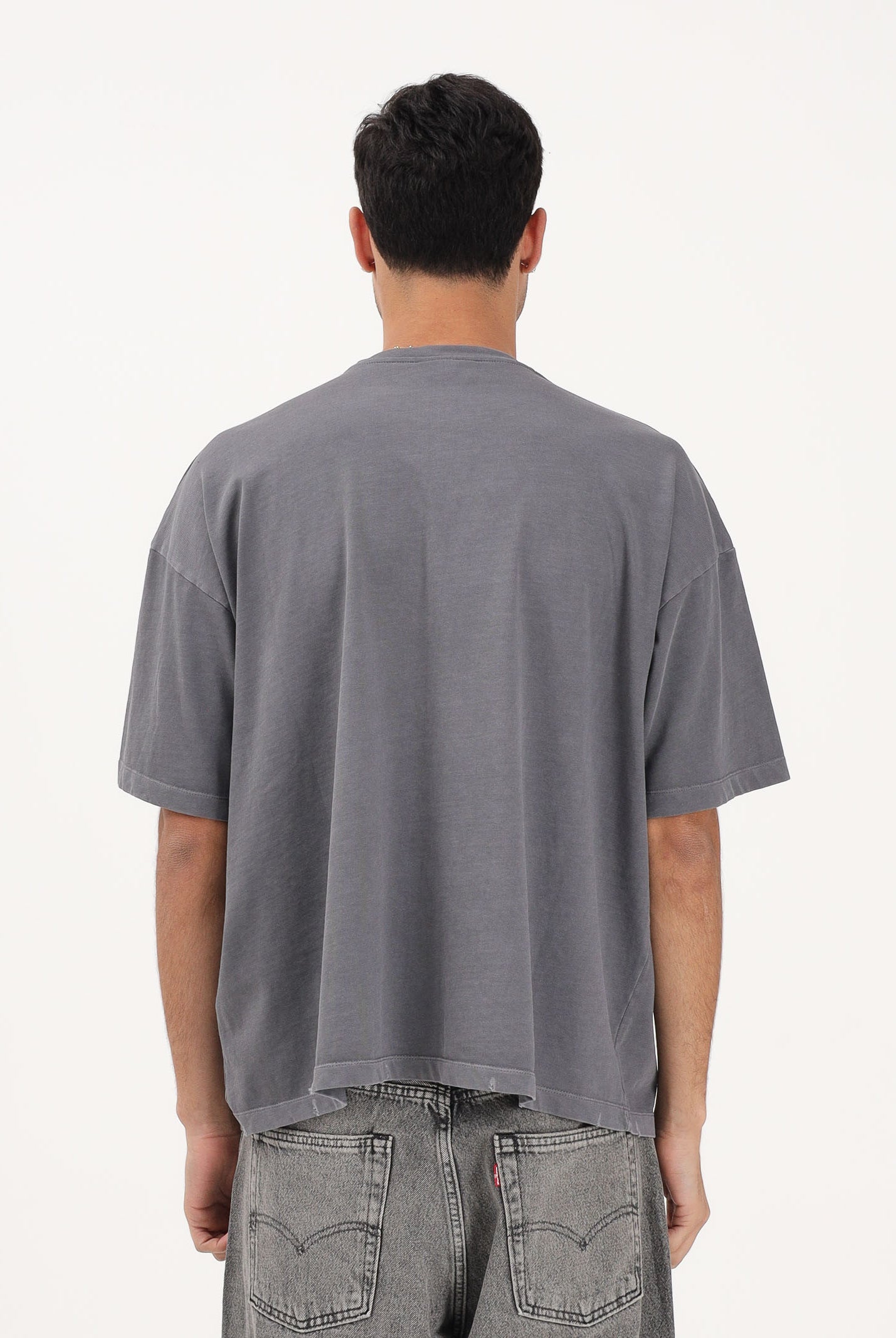 GCDS T-shirt a manica corta grigia per uomo e donna con stampa C1MWQC058J079 968L GCDS