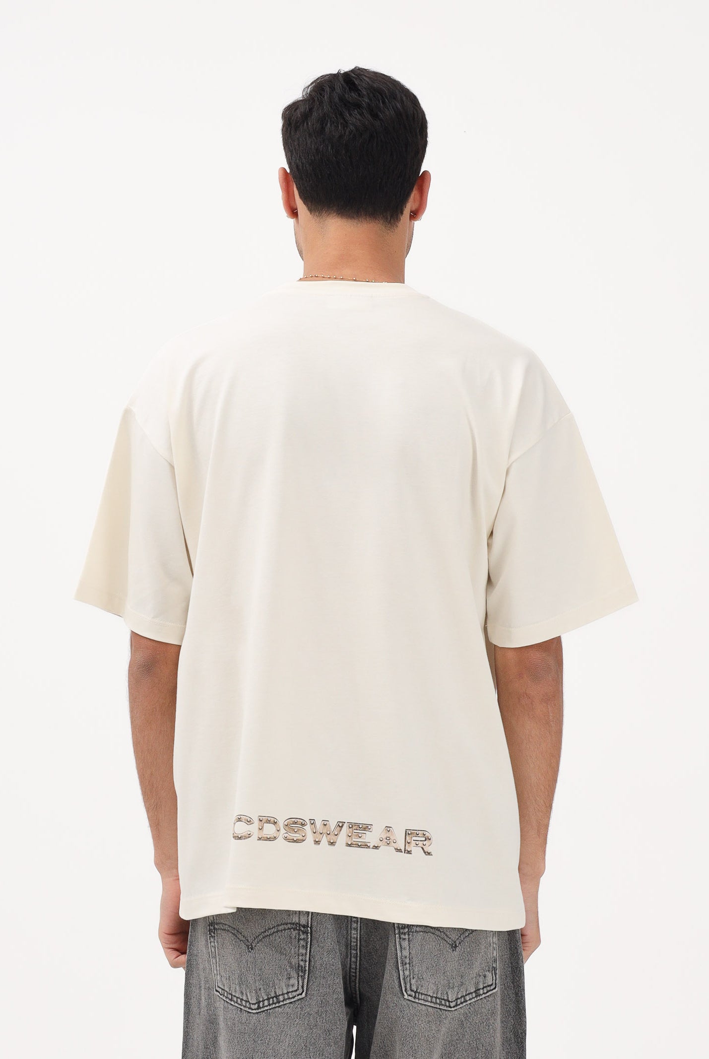 GCDS T-shirt a manica corta beige per uomo e donna con stampa logo C1MWQC061J079 320T GCDS