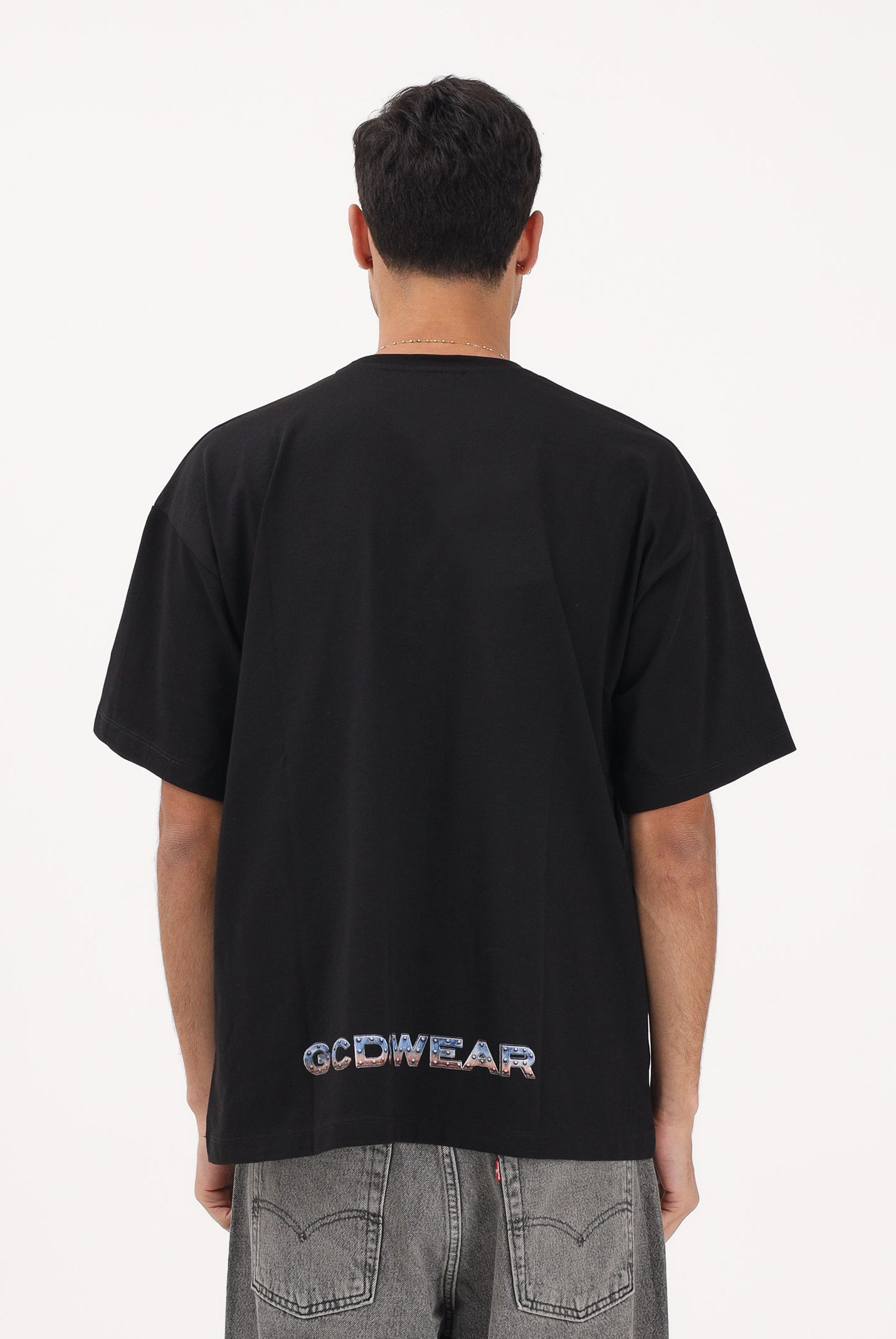 GCDS T-shirt a manica corta nera per uomo e donna con stampa logo C1MWQC061J079 999E GCDS