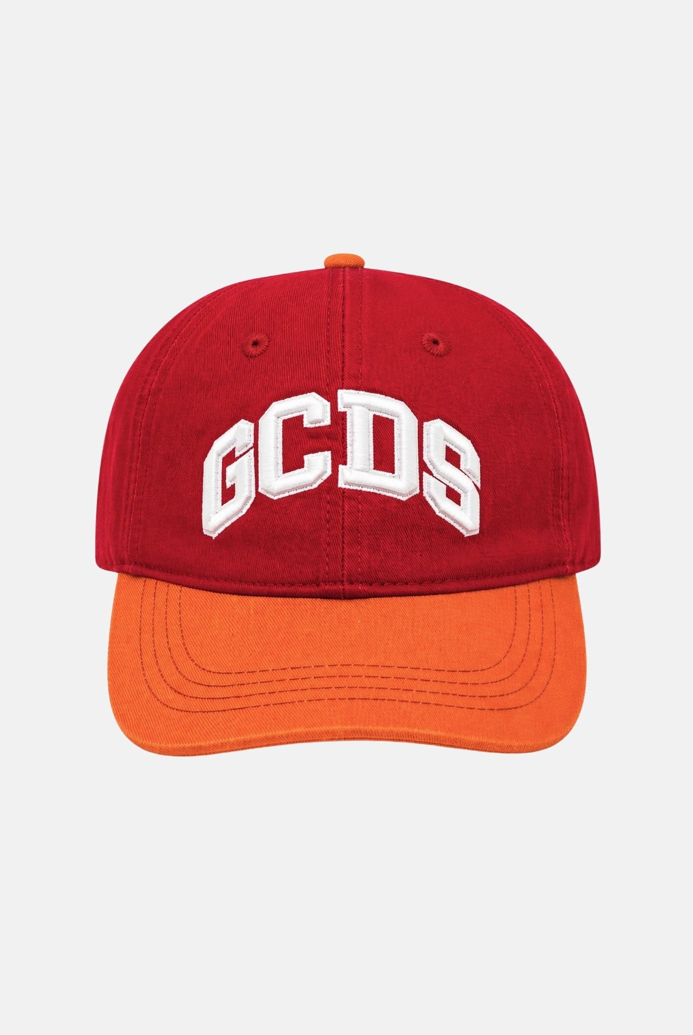 GCDS Cappello con visiera rosso e arancione per uomo e donna con logo C1UJQN712T800 436R GCDS