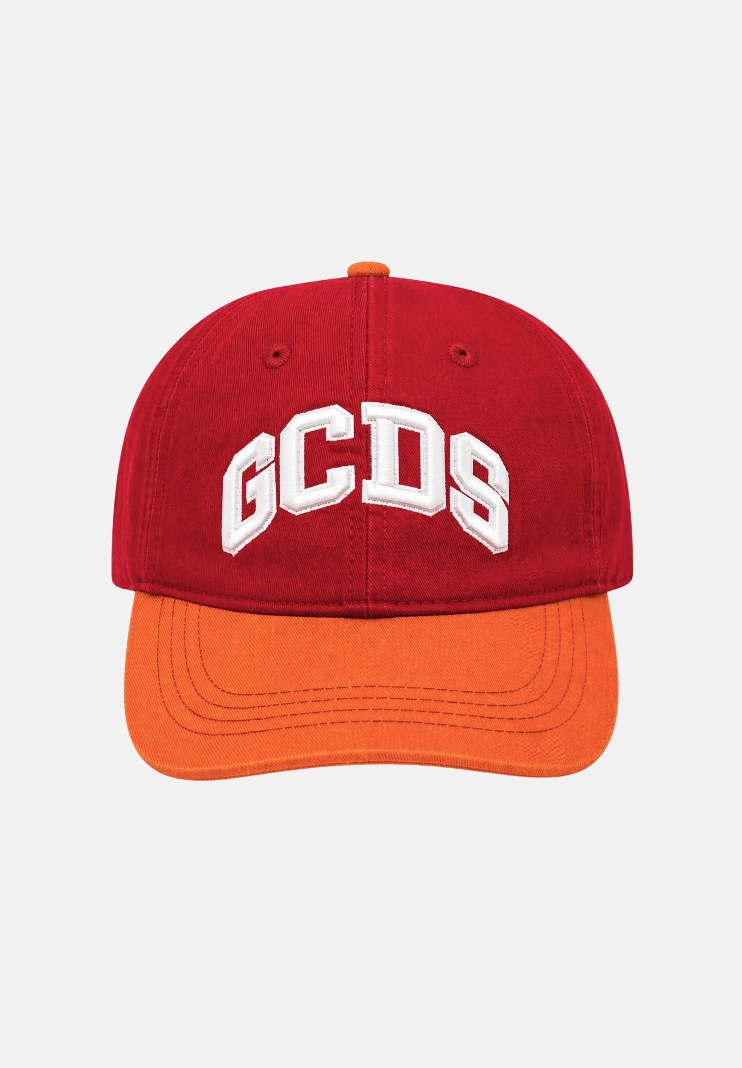 GCDS Cappello con visiera rosso e arancione per uomo e donna con logo C1UJQN712T800 436R GCDS