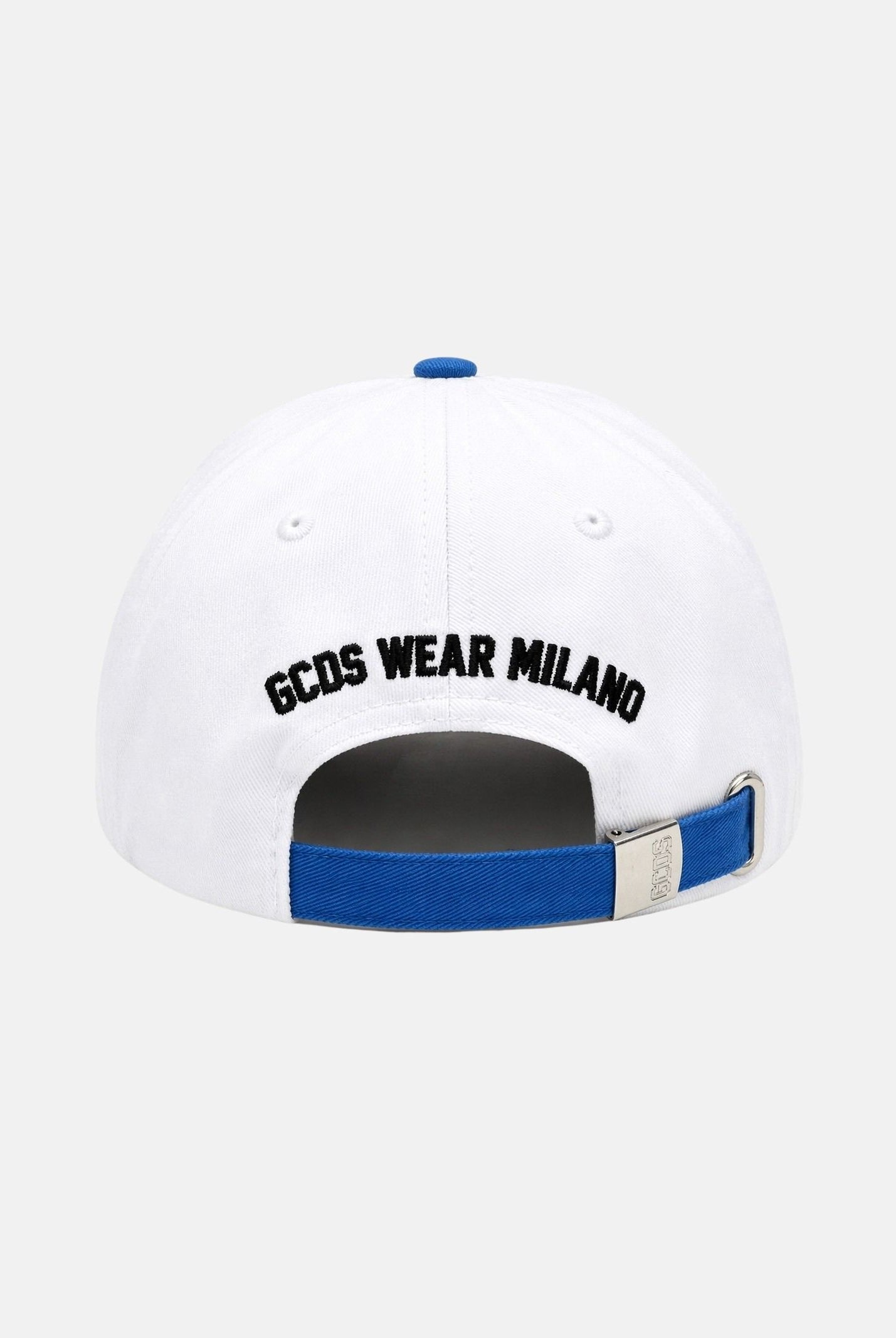 GCDS Cappello con visiera bianco e azzurro per uomo e donna con logo C1UJQN713T800 100E GCDS