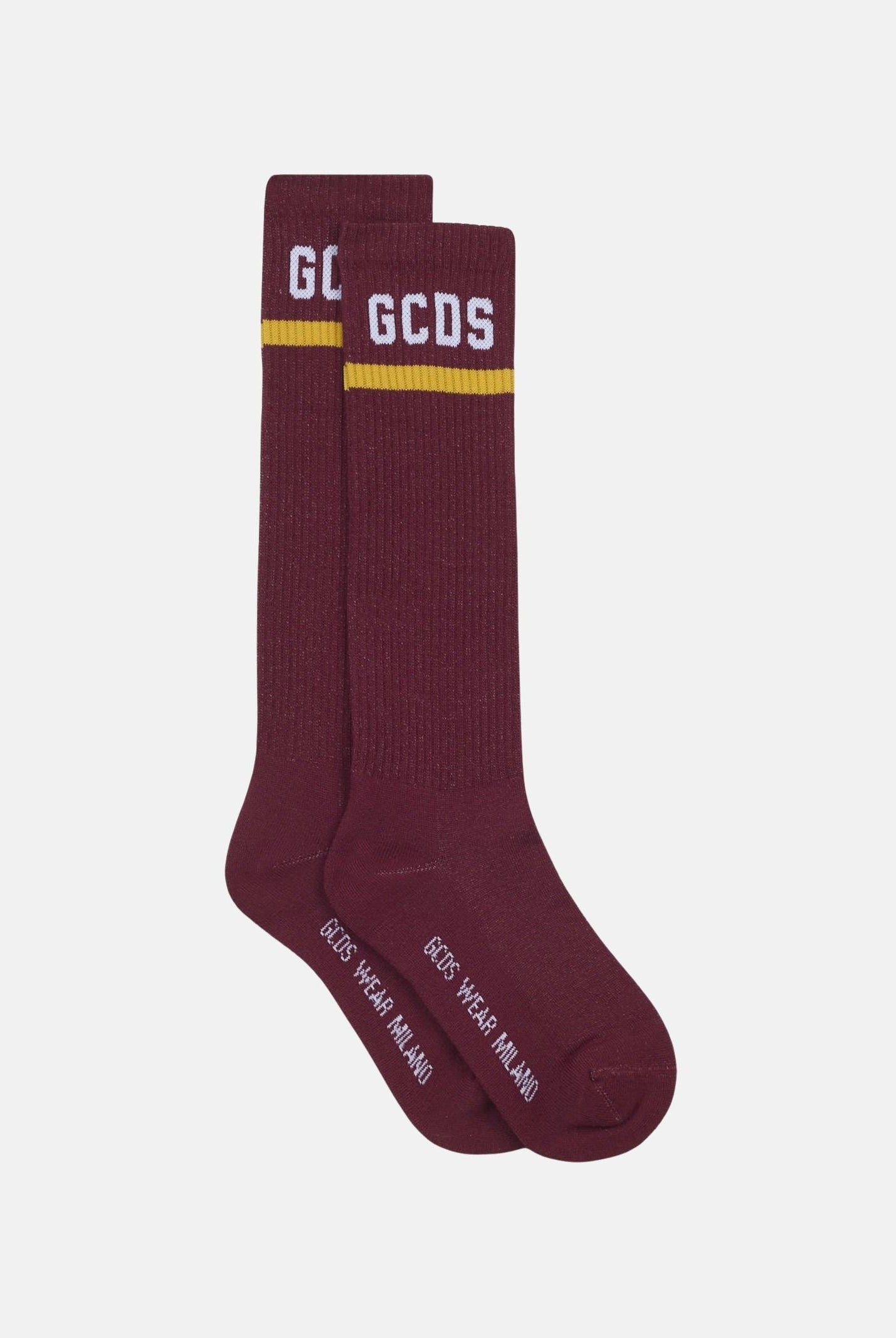 GCDS Calzini bordeaux per uomo e donna con logo a contrasto C1UJQQ714T801 468Y GCDS