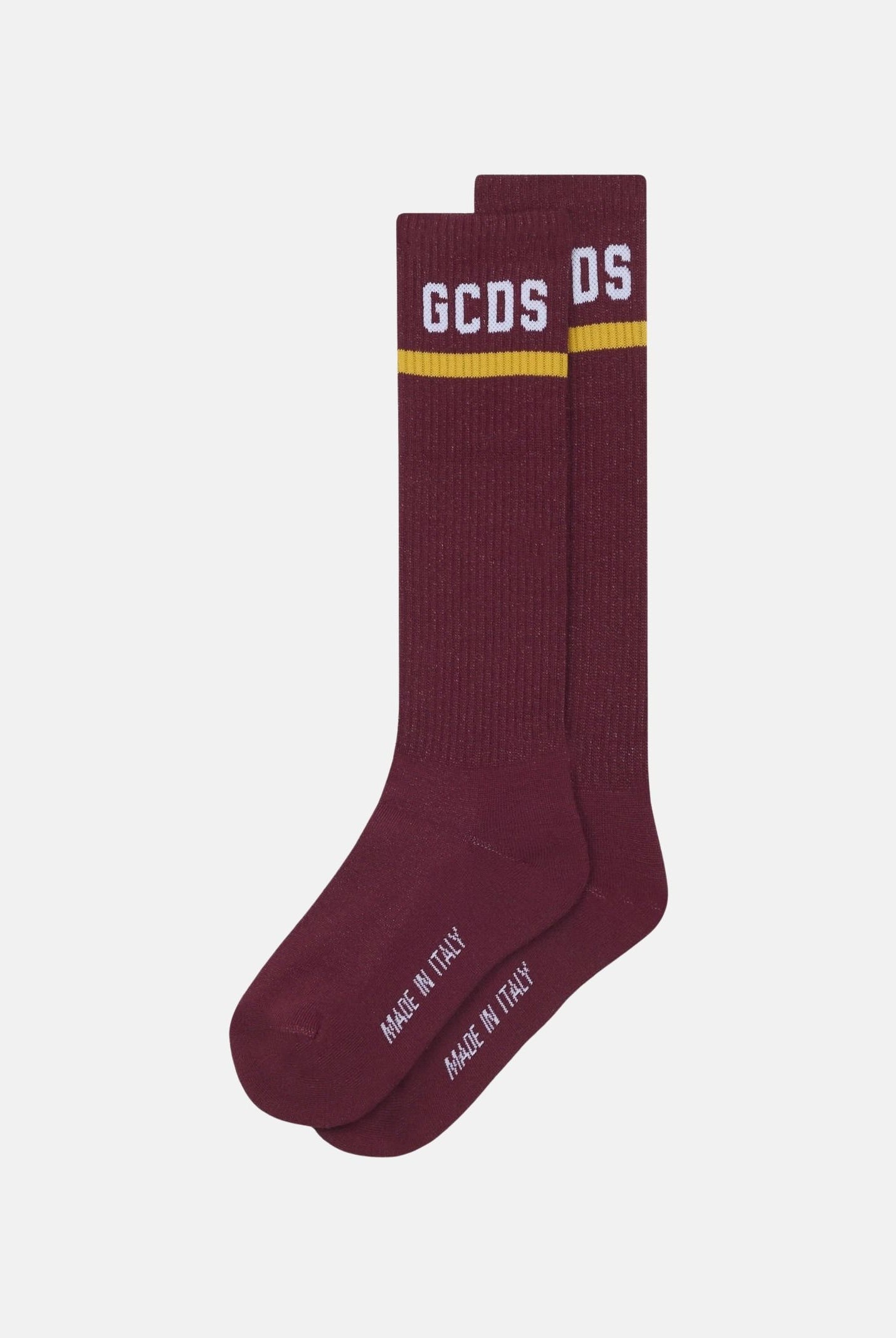 GCDS Calzini bordeaux per uomo e donna con logo a contrasto C1UJQQ714T801 468Y GCDS