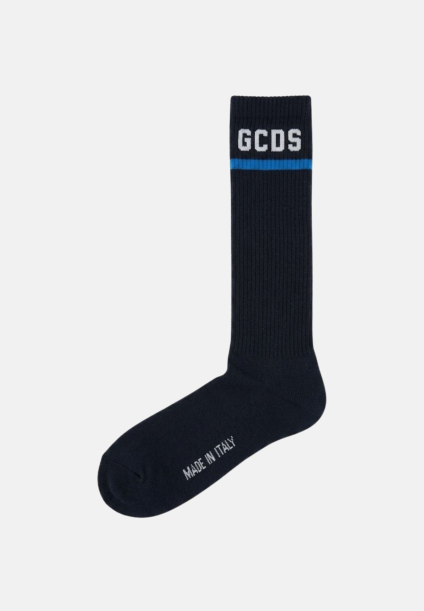 GCDS Calzini blu per uomo e donna con logo C1UJQQ714T801 782E GCDS