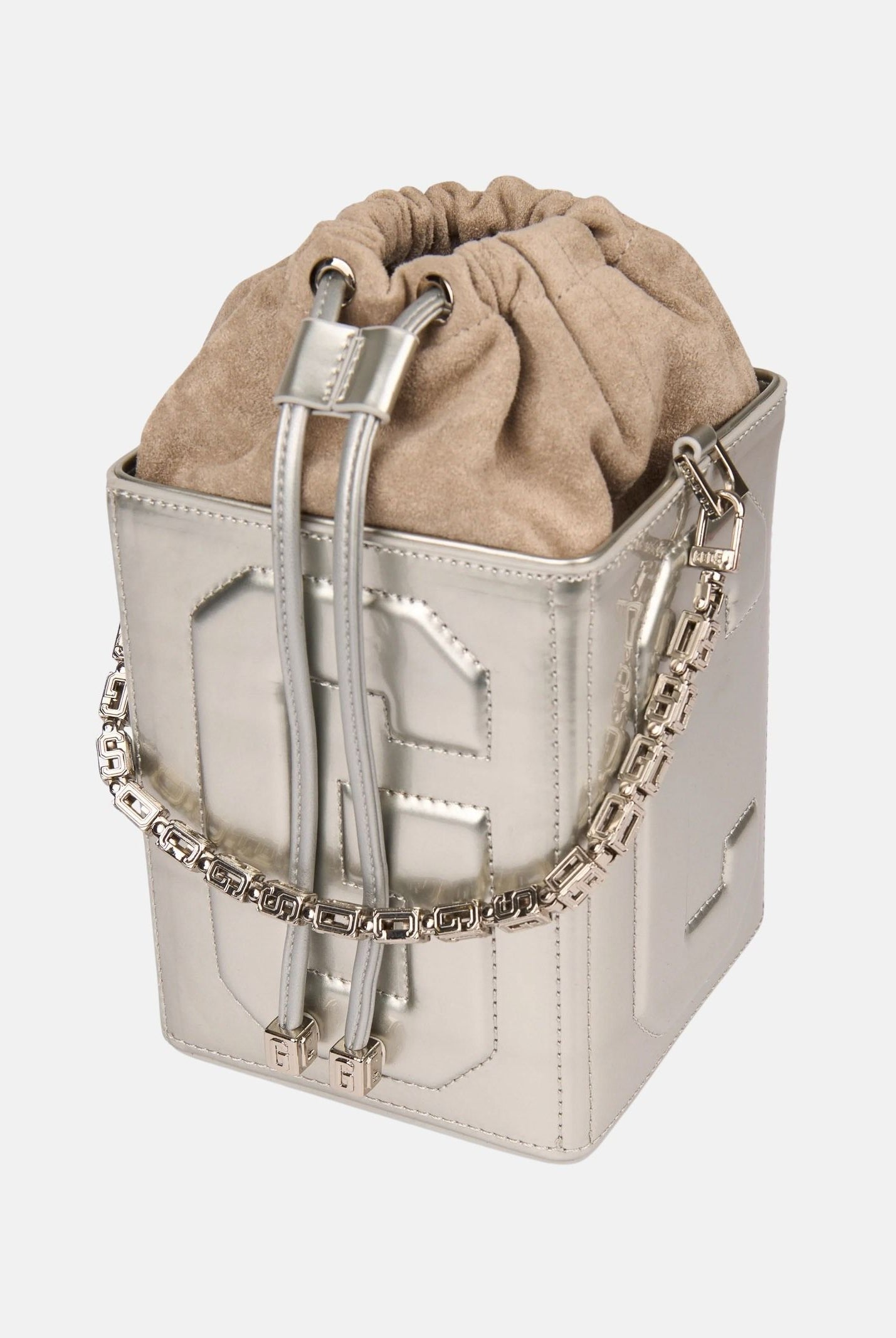 GCDS Borsa a mano argento da donna con logo GCDS in rilievo 3D GCDSD001 01 GCDS