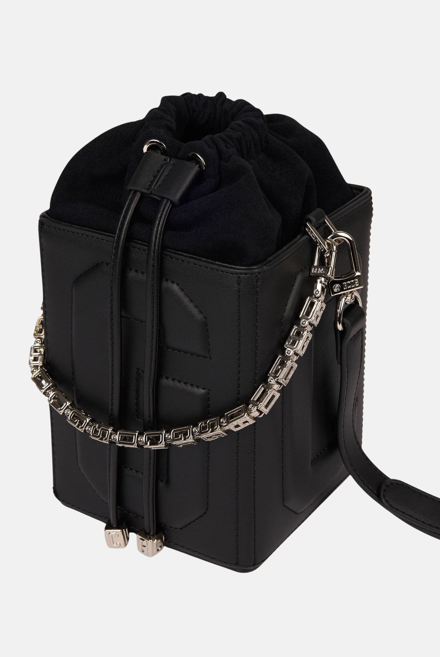 GCDS Borsa a mano nera da donna con logo GCDS in rilievo 3D GCDSD001 99 GCDS