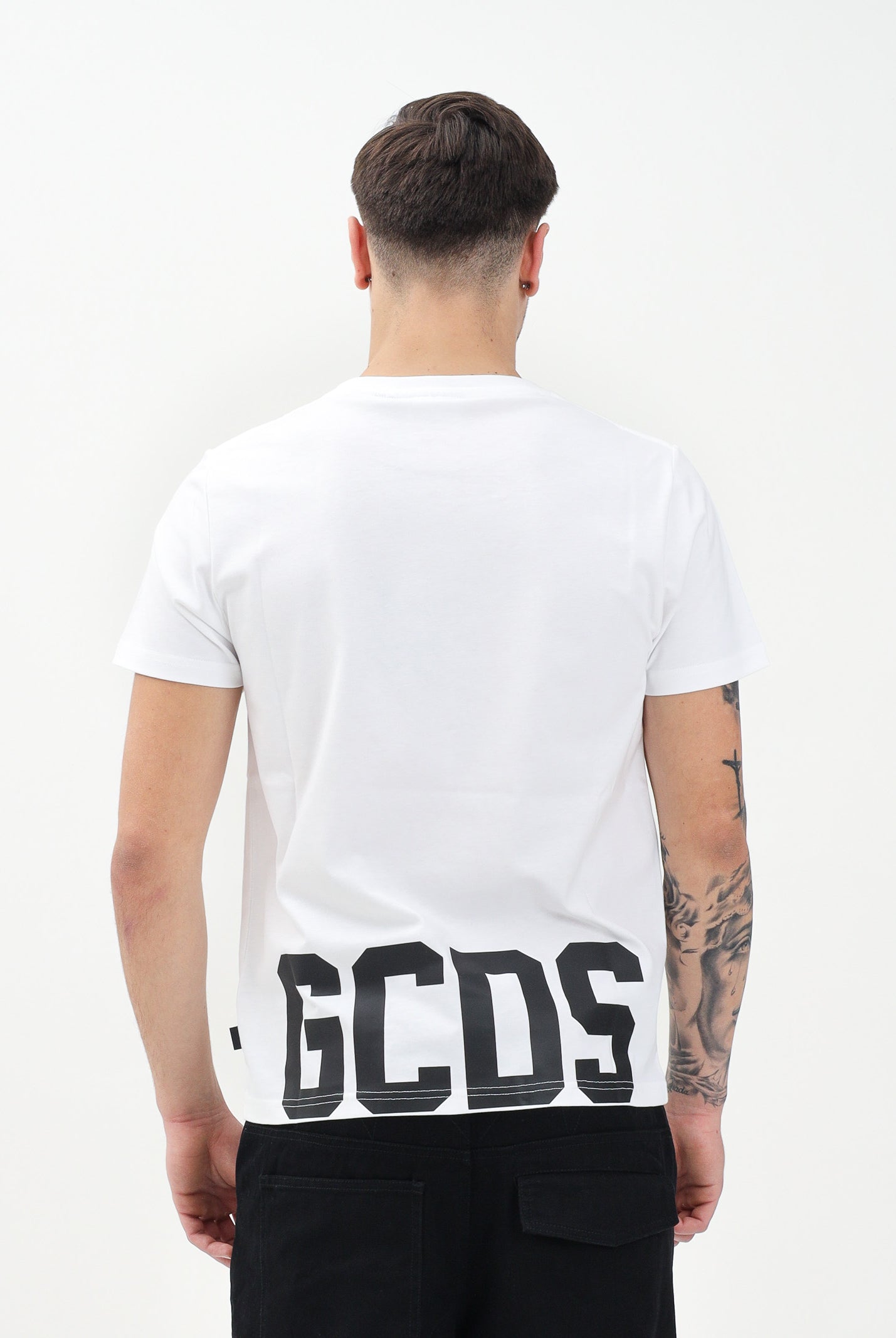 GCDS T-shirt a manica corta bianca per uomo e donna con logo sul retro Z0MLQC101J023 100B GCDS