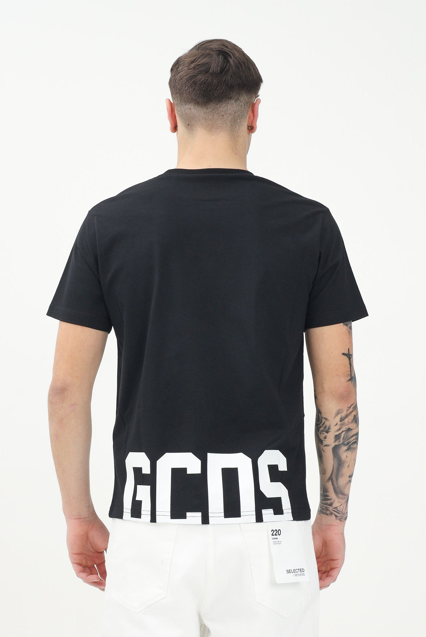 GCDS T-shirt a manica corta nera per uomo e donna con logo sul retro Z0MLQC101J023 999A GCDS