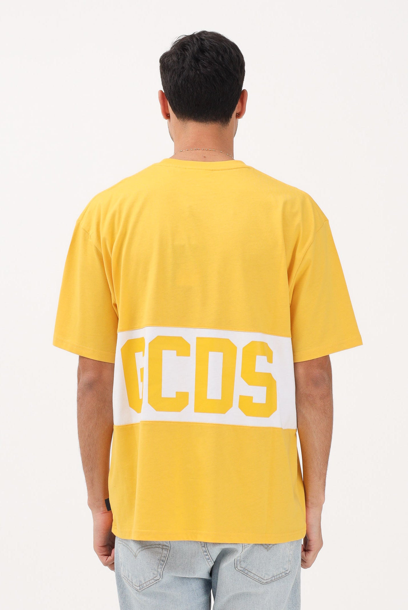GCDS T-shirt a manica corta gialla per uomo e donna con logo Z0MLQC140J101 240A GCDS