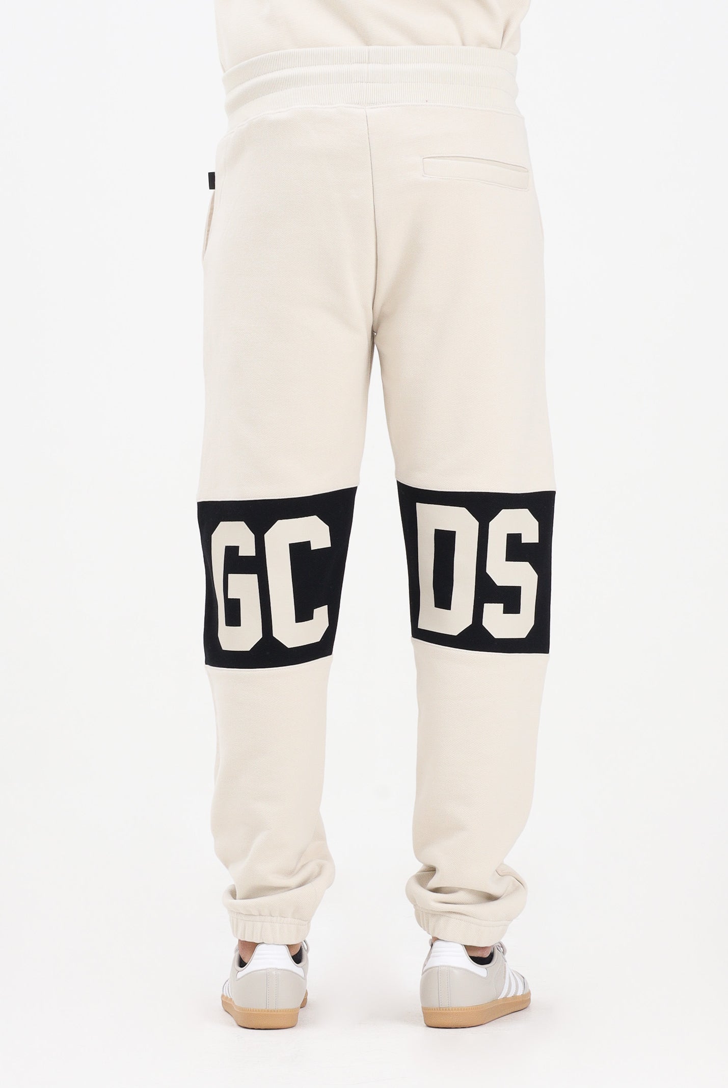 GCDS Pantalone sportivo panna per uomo e donna con banda logo Z0MLQI209F004 316B GCDS