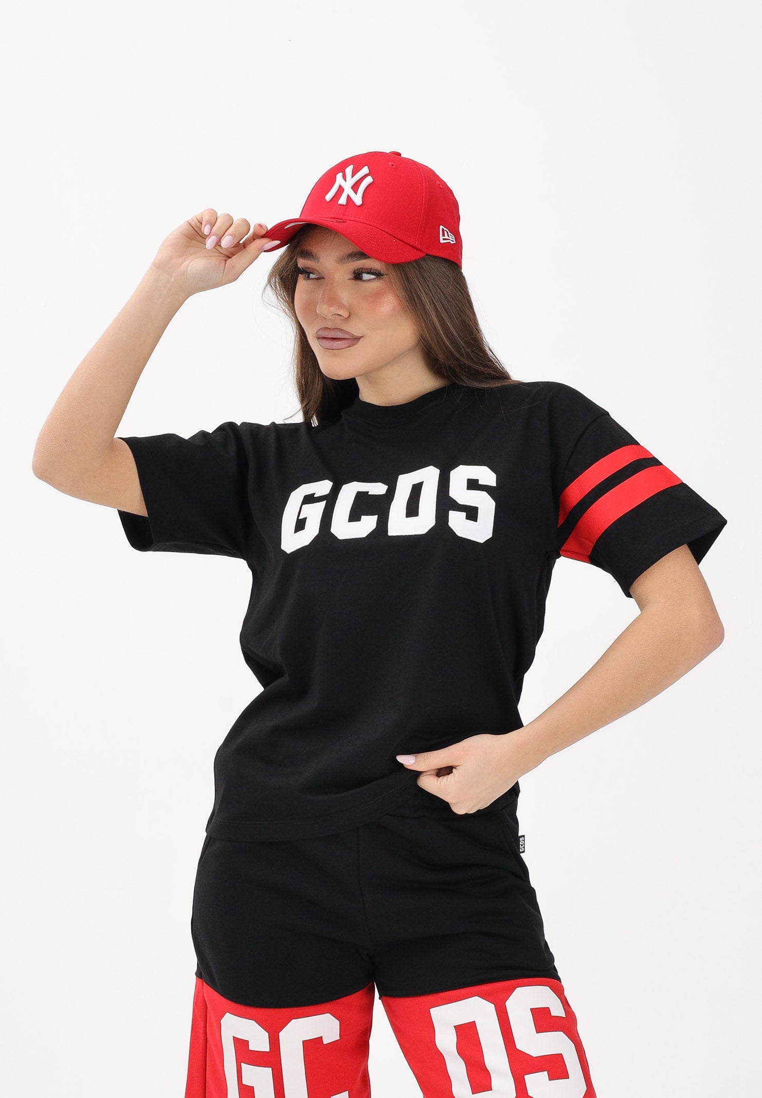 GCDS T-shirt a manica corta nera per donna, ragazzi e bambini con logo Z0UJQC592J105 999R GCDS