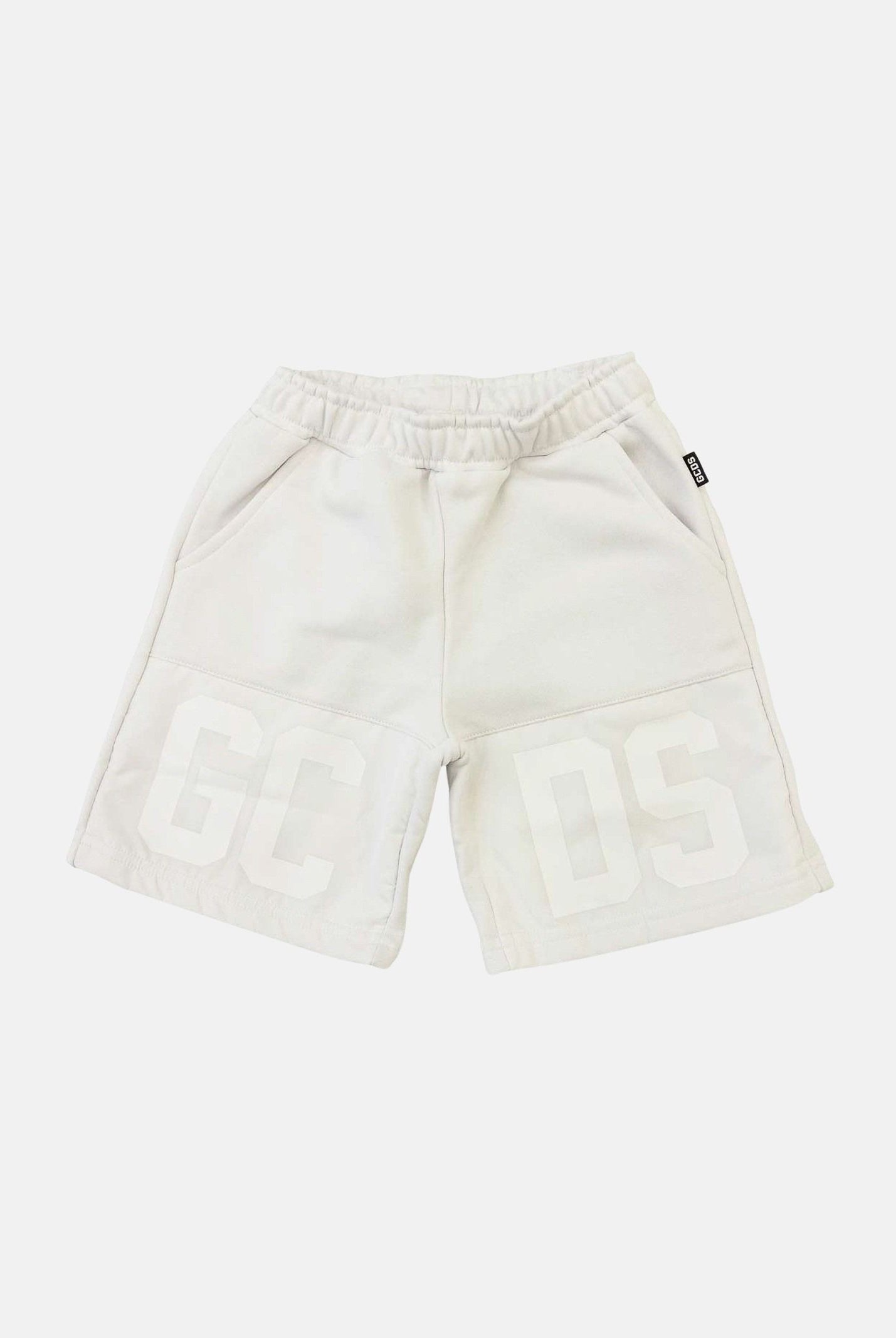 GCDS Shorts sportivo bianco per bambino e bambina con logo tono su tono Z0UKQL599F004 100A GCDS