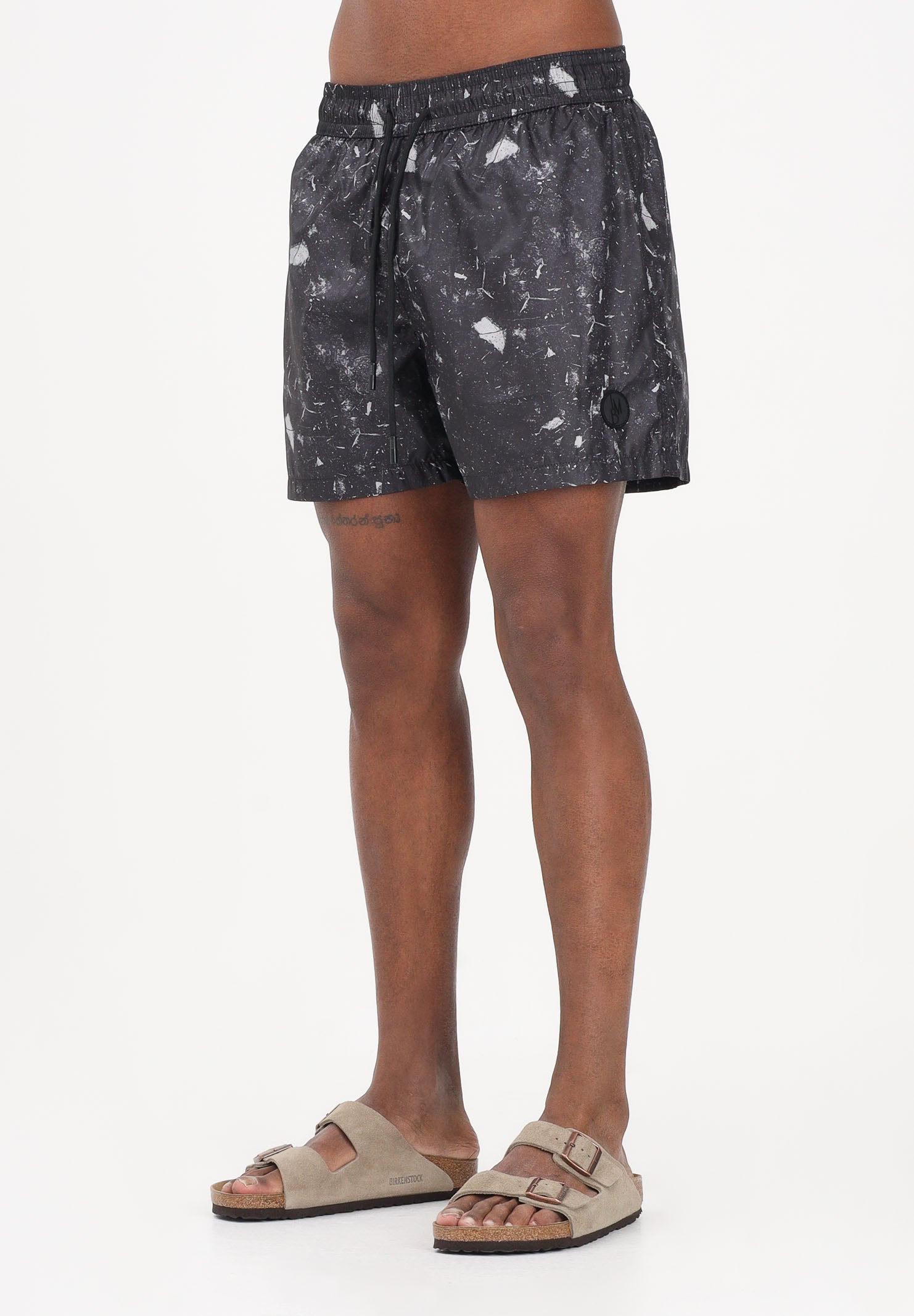 I'M BRIAN Shorts mare nero da uomo con fantasia astratta BC3752 0028 I'M BRIAN